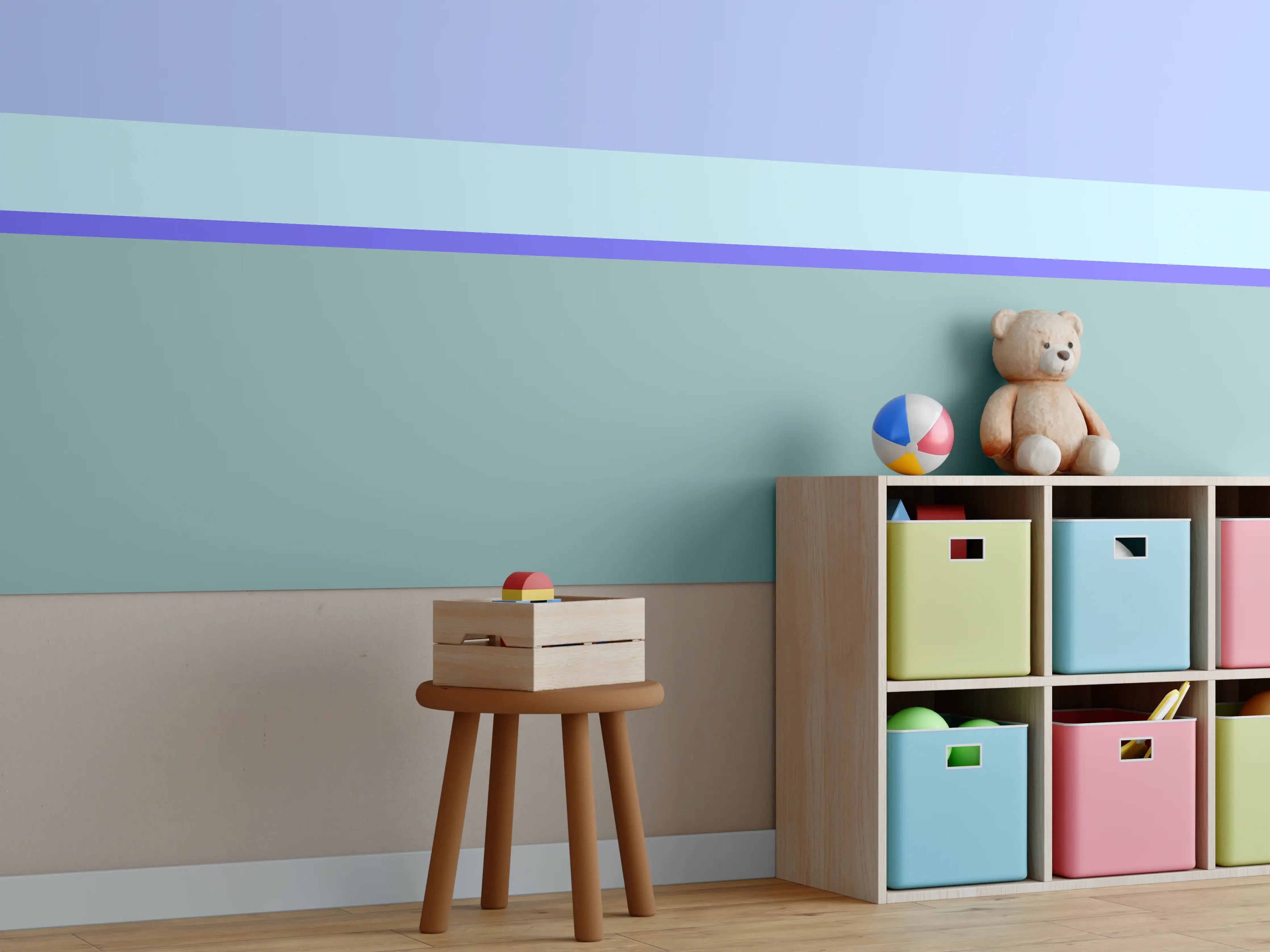 Kinderzimmer Wandgestaltung - The Blues - Horizontal - Lavender