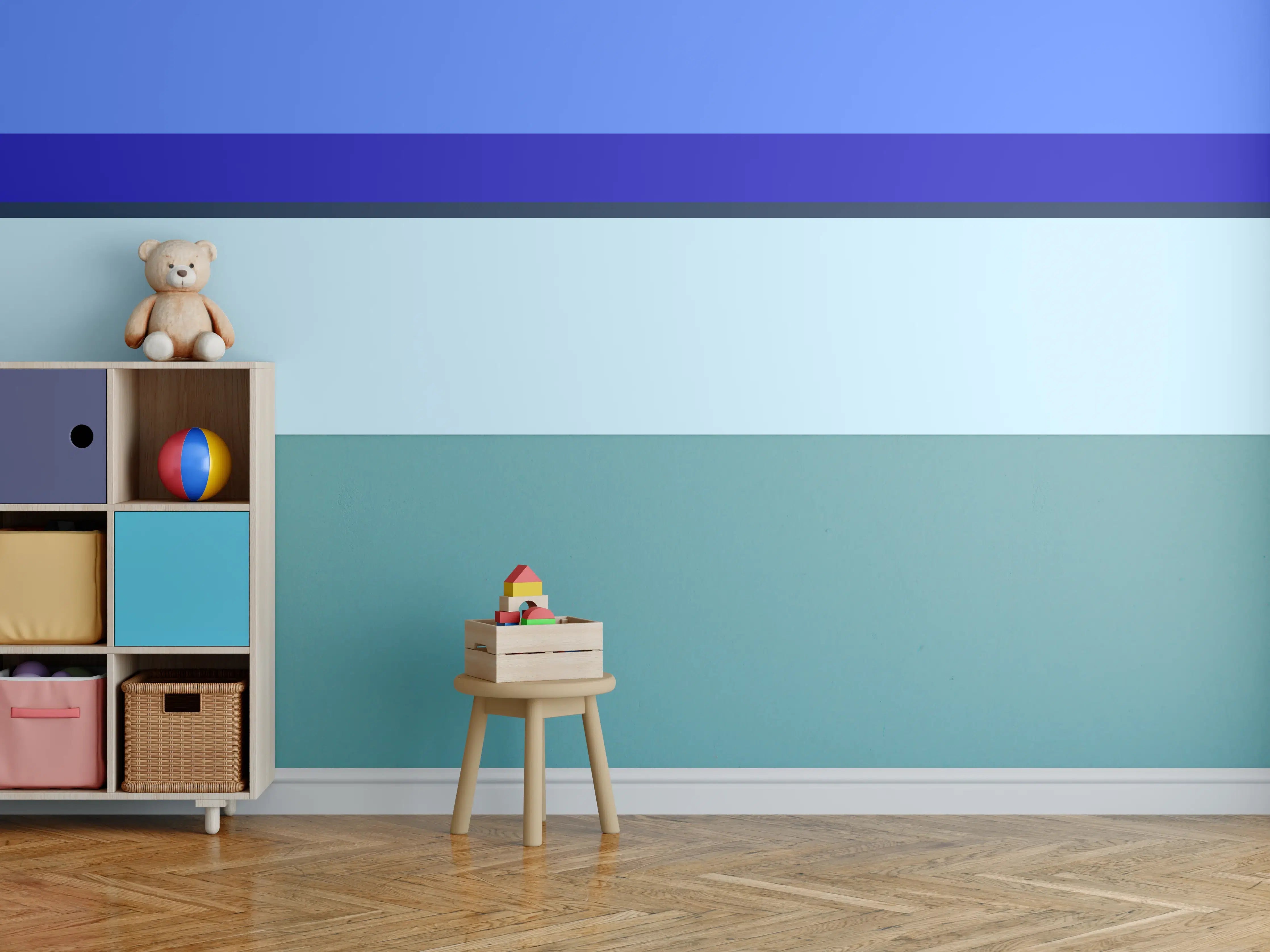 Kinderzimmer Wandgestaltung - The Blues - Horizontal - Waterfall