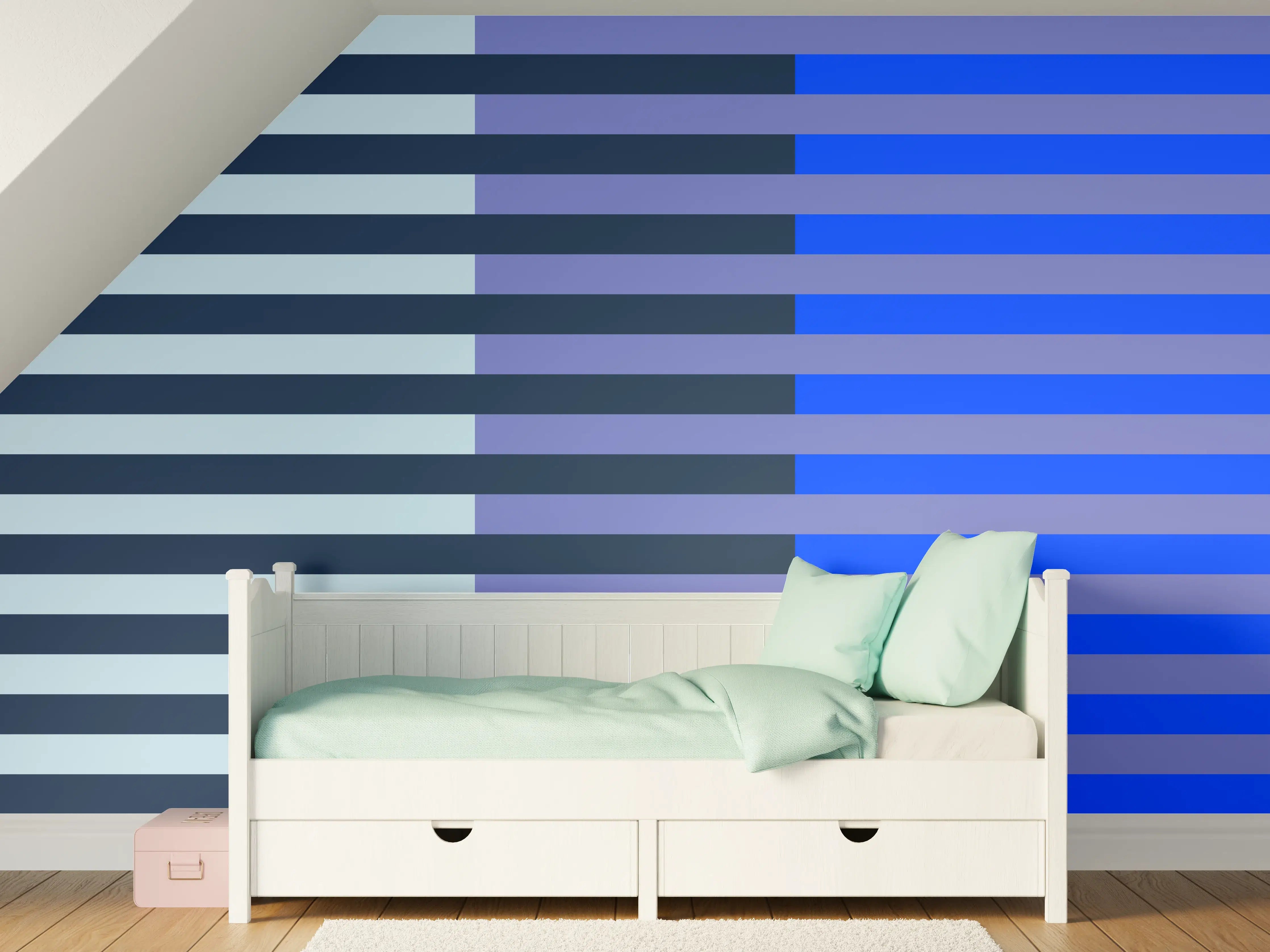 Kinderzimmer Wandgestaltung - The Blues - Multy Stripes - Blueberry