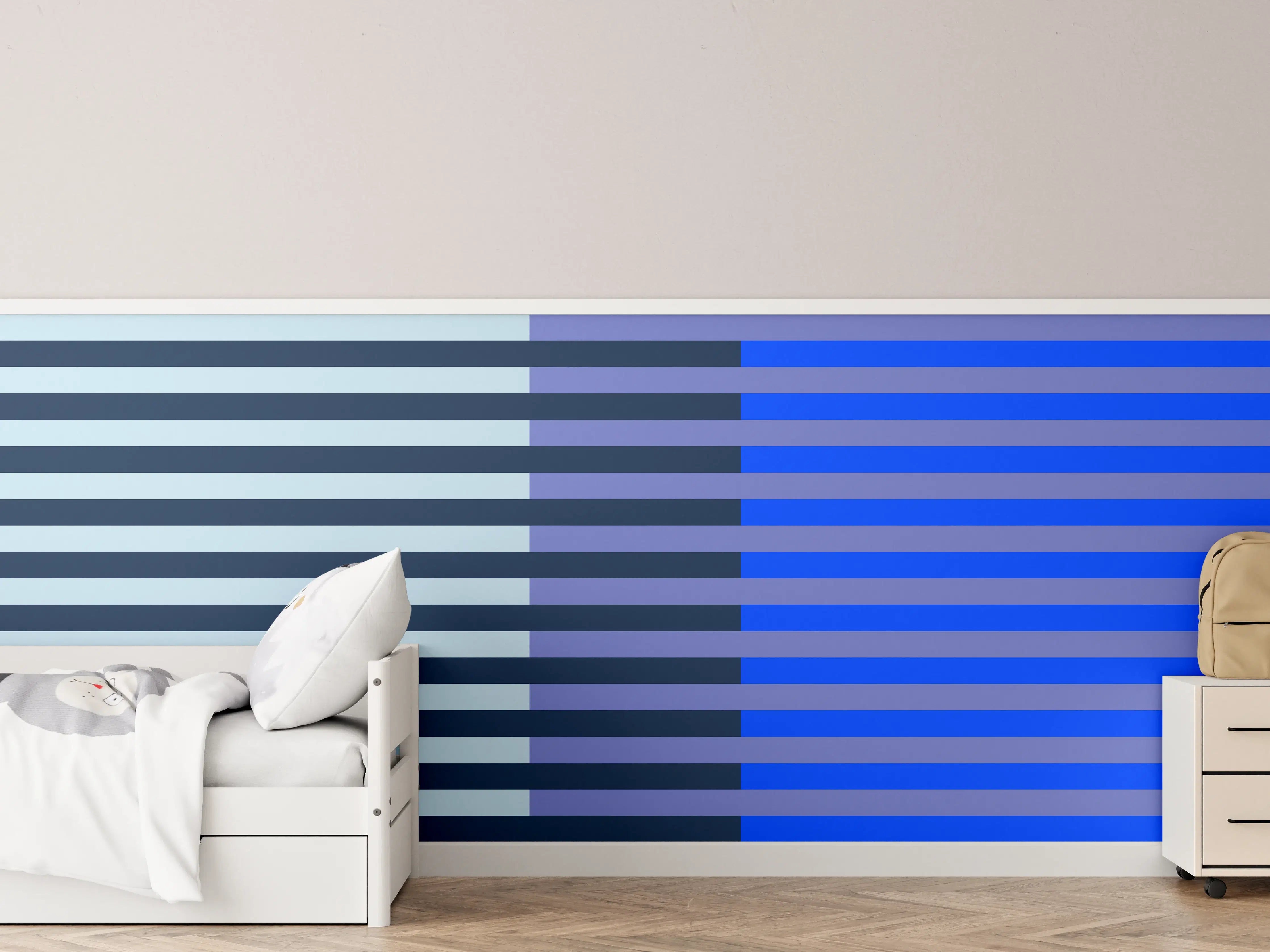 Kinderzimmer Wandgestaltung - The Blues - Multy Stripes - Blueberry