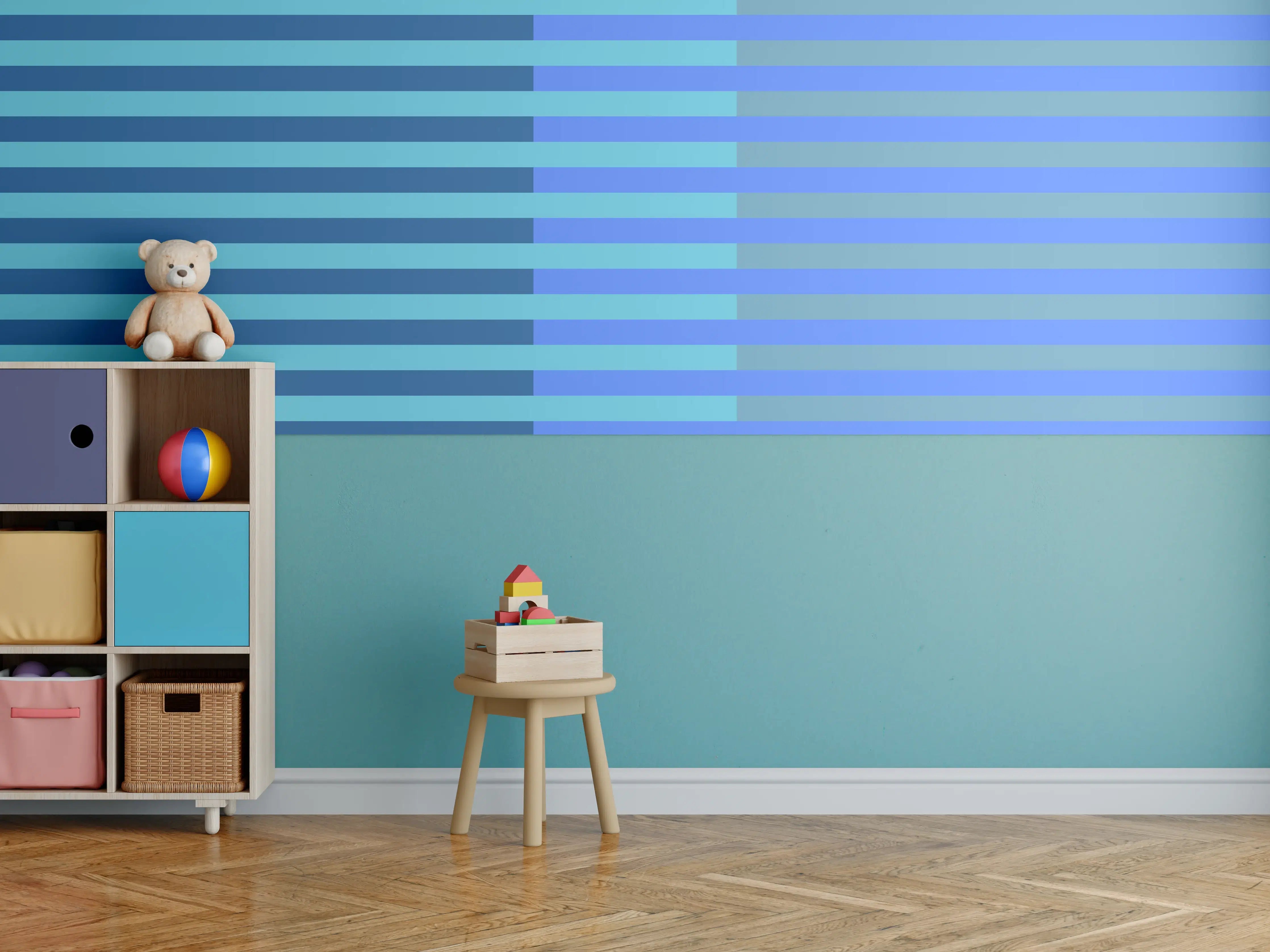 Kinderzimmer Wandgestaltung - The Blues - Multy Stripes - Cornflower