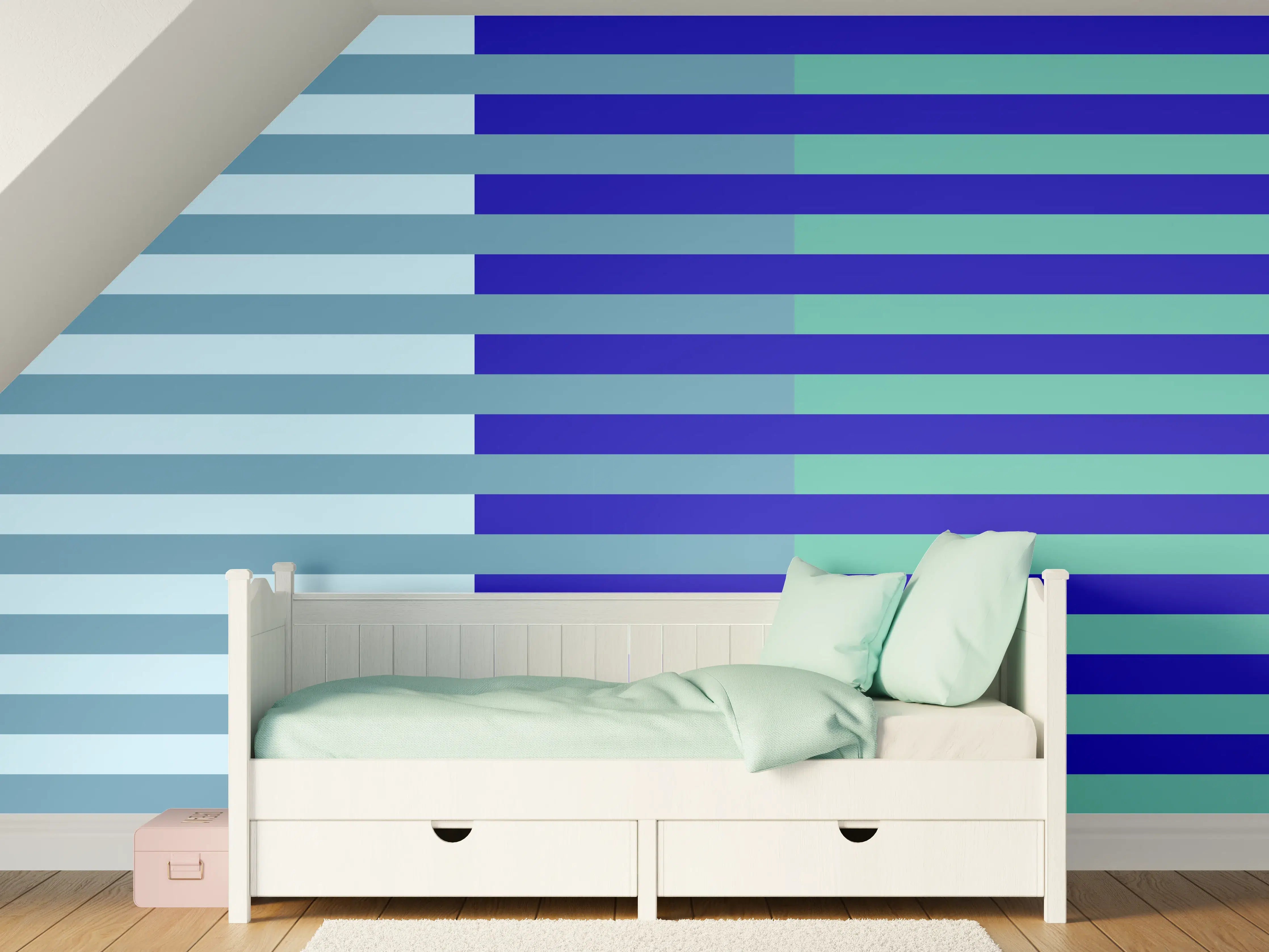 Kinderzimmer Wandgestaltung - The Blues - Multy Stripes - Ocean