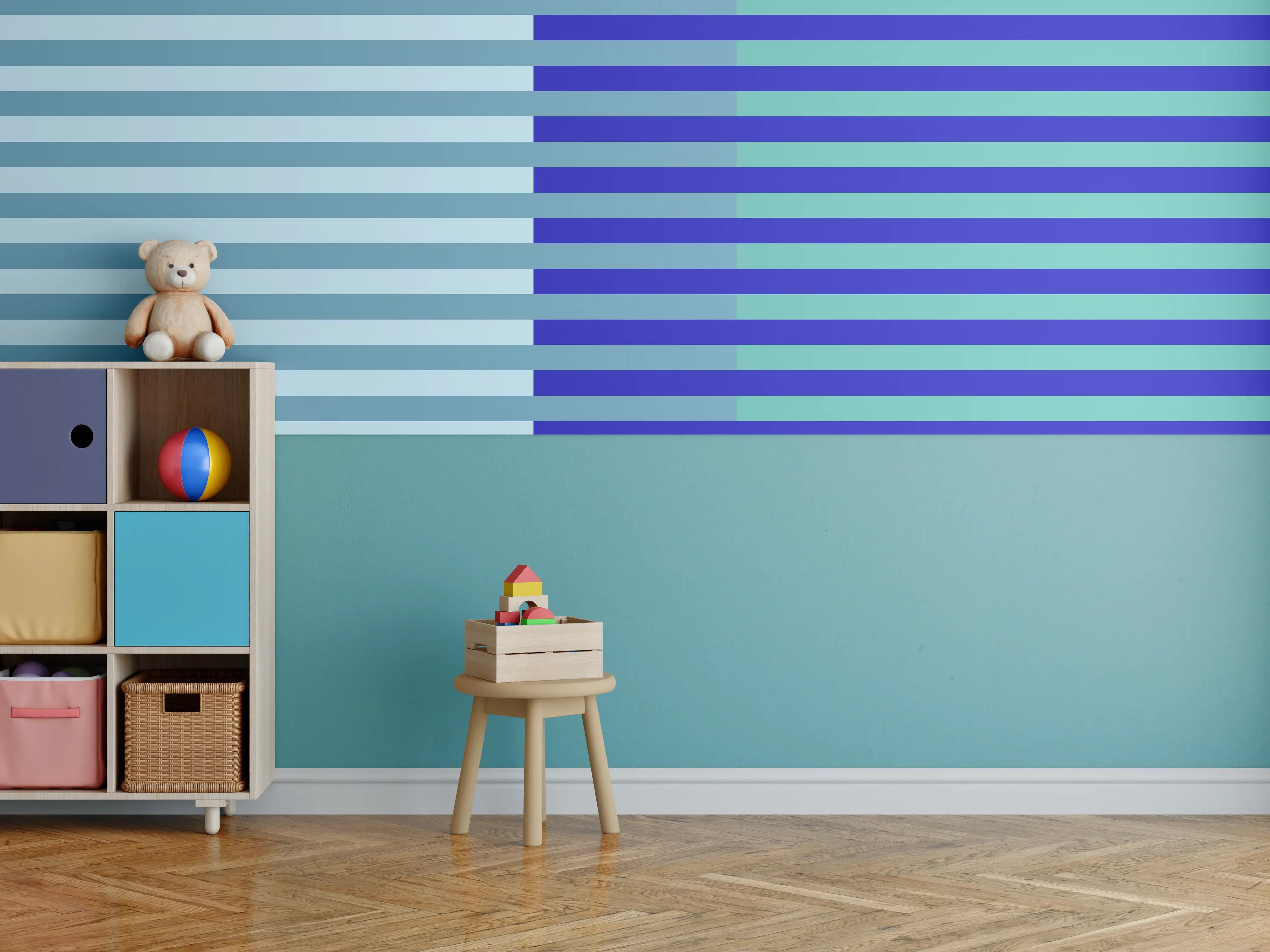 Kinderzimmer Wandgestaltung - The Blues - Multy Stripes - Ocean