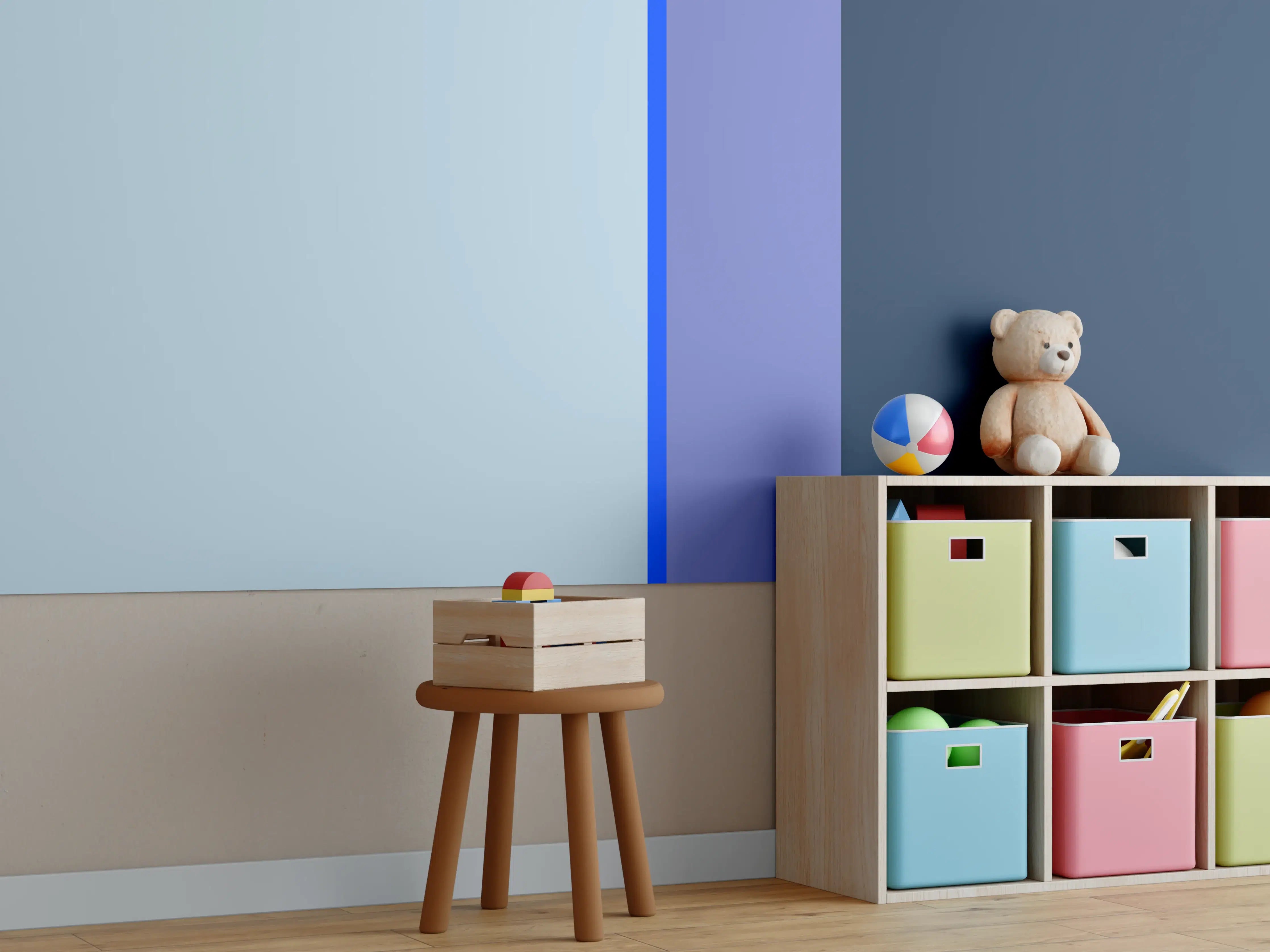 Kinderzimmer Wandgestaltung - The Blues - Vertical - Blueberry