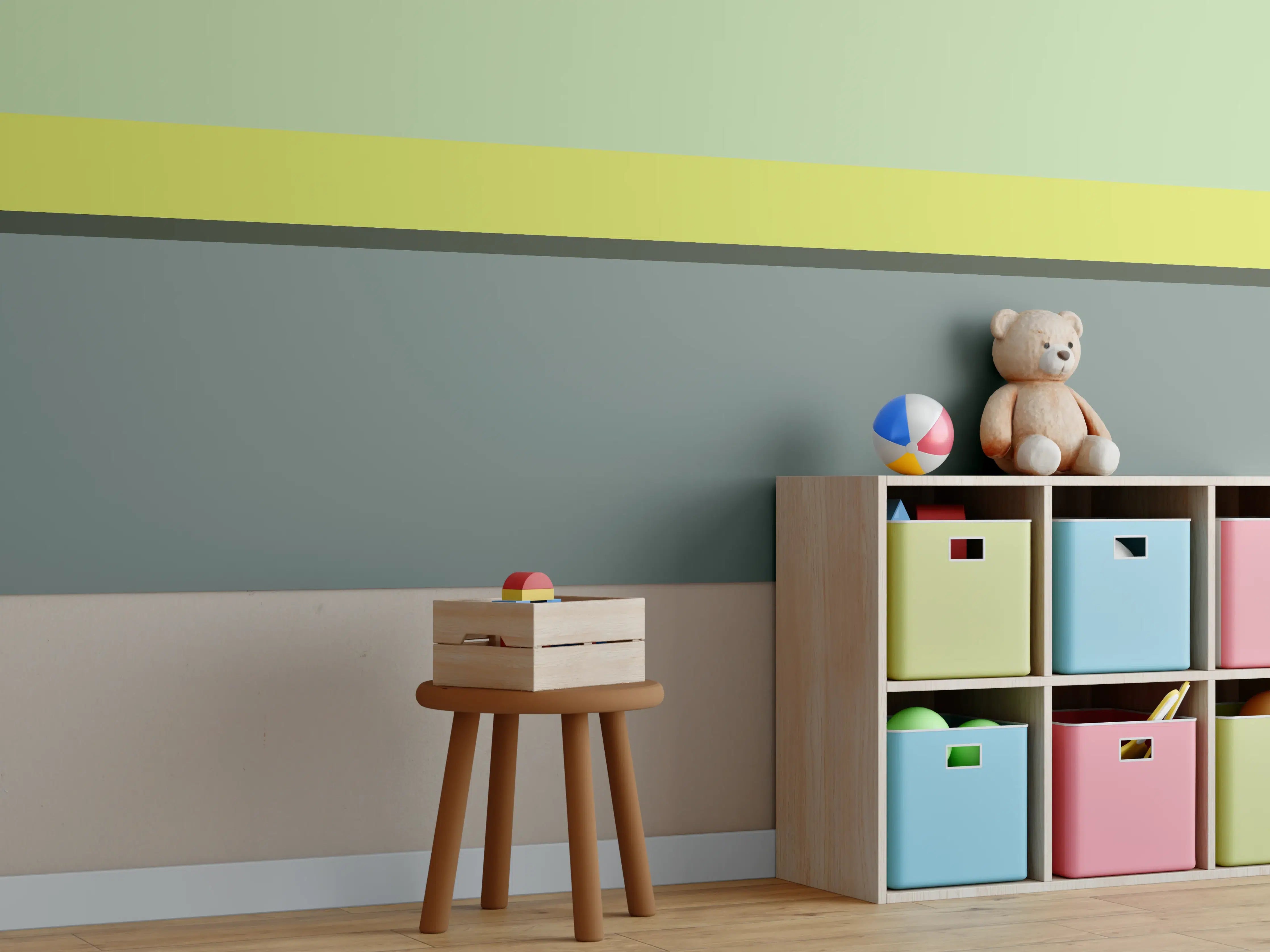 Kinderzimmer Wandgestaltung - The Greens - Horizontal - Matcha