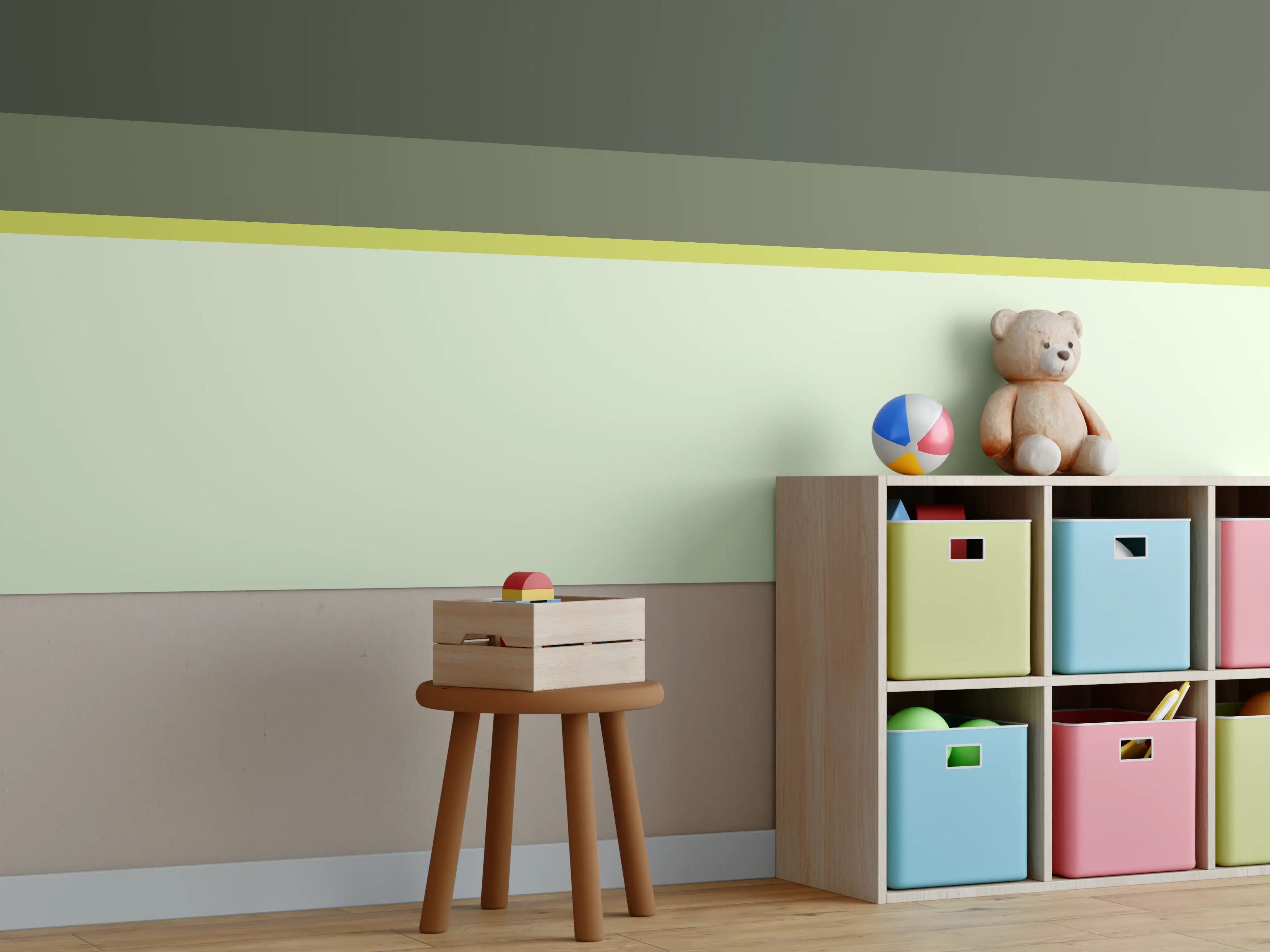 Kinderzimmer Wandgestaltung - The Greens - Horizontal - Olive