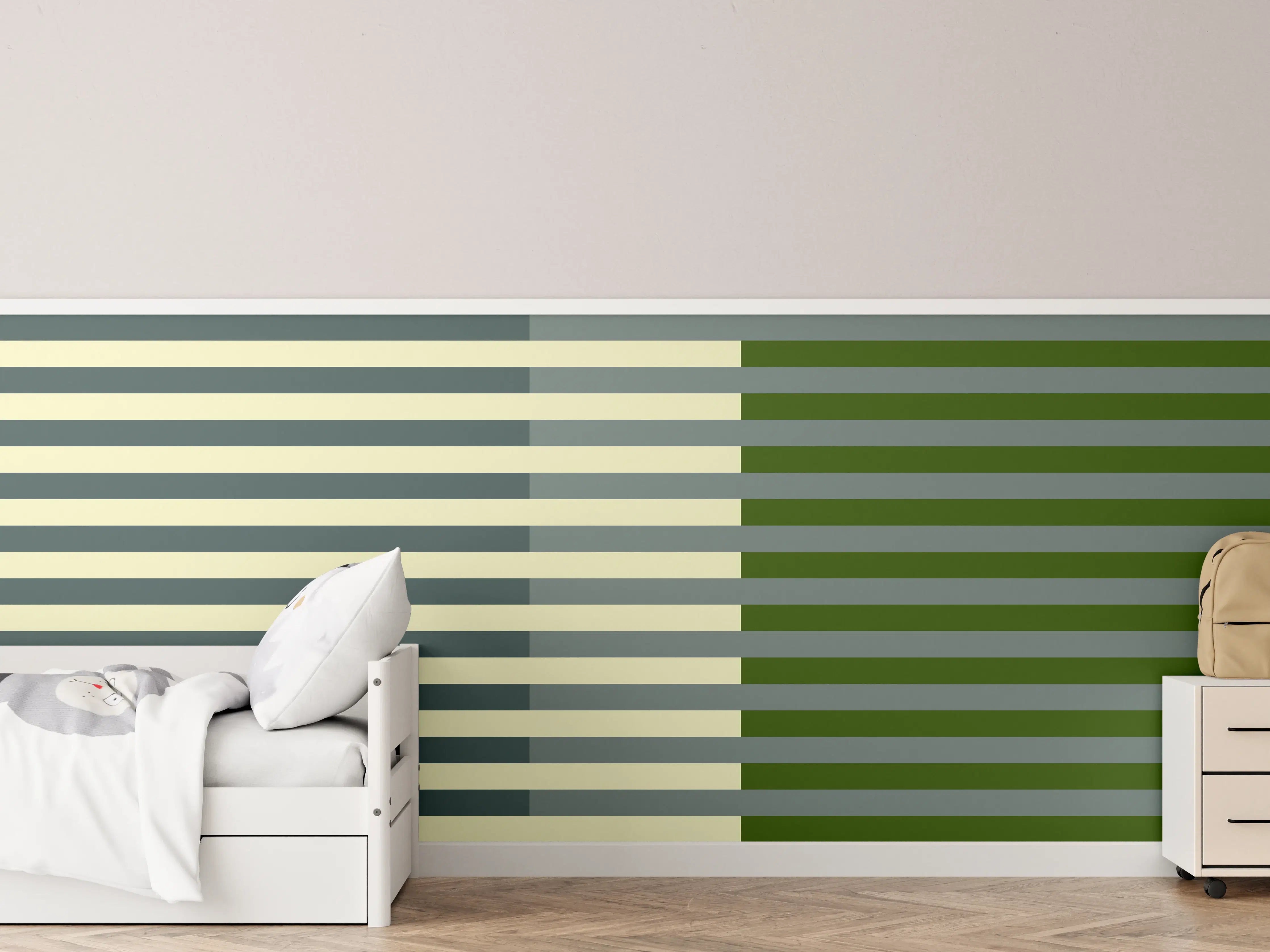 Kinderzimmer Wandgestaltung - The Greens - Multy Stripes - Avocado
