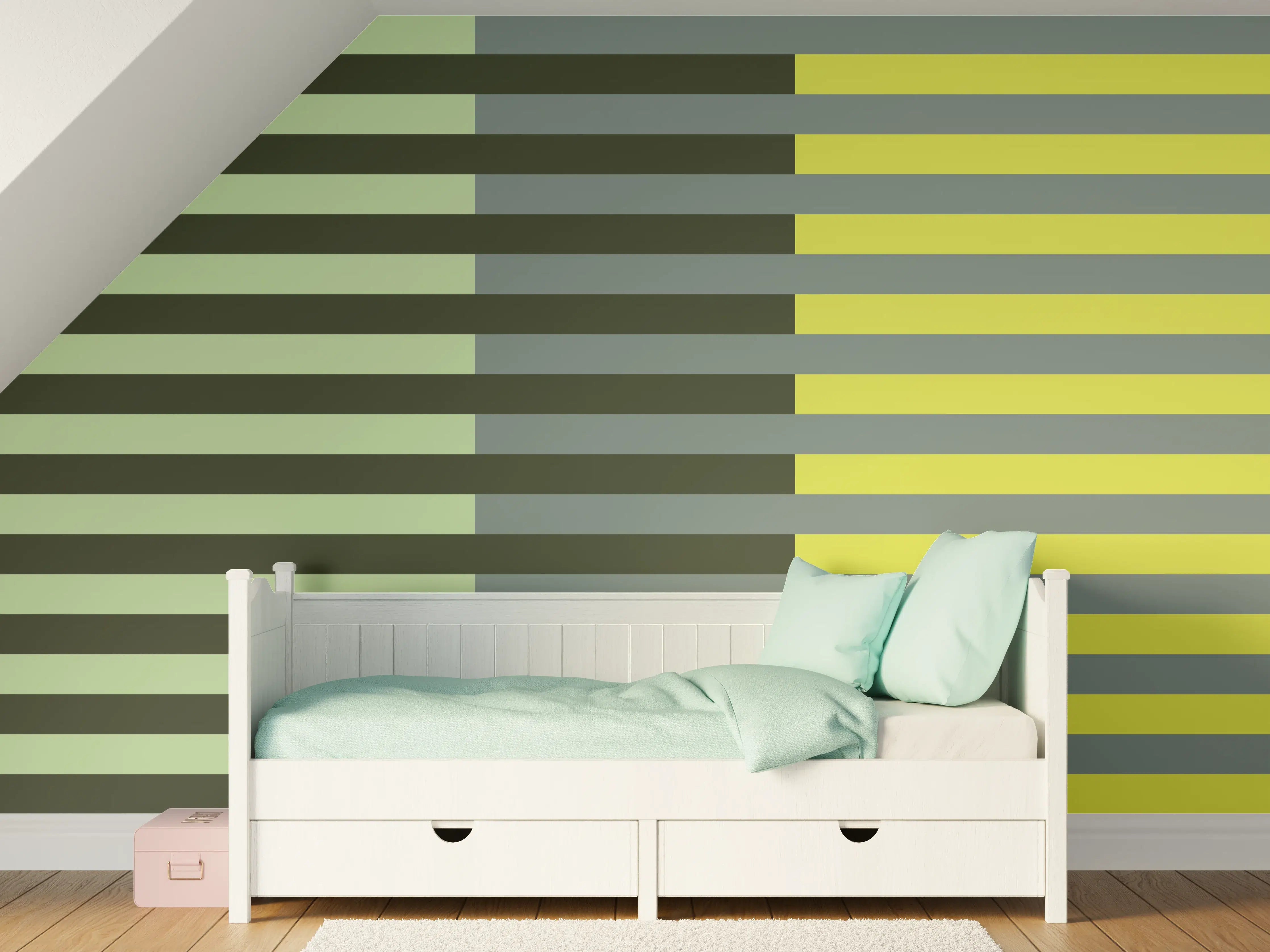 Kinderzimmer Wandgestaltung - The Greens - Multy Stripes - Matcha