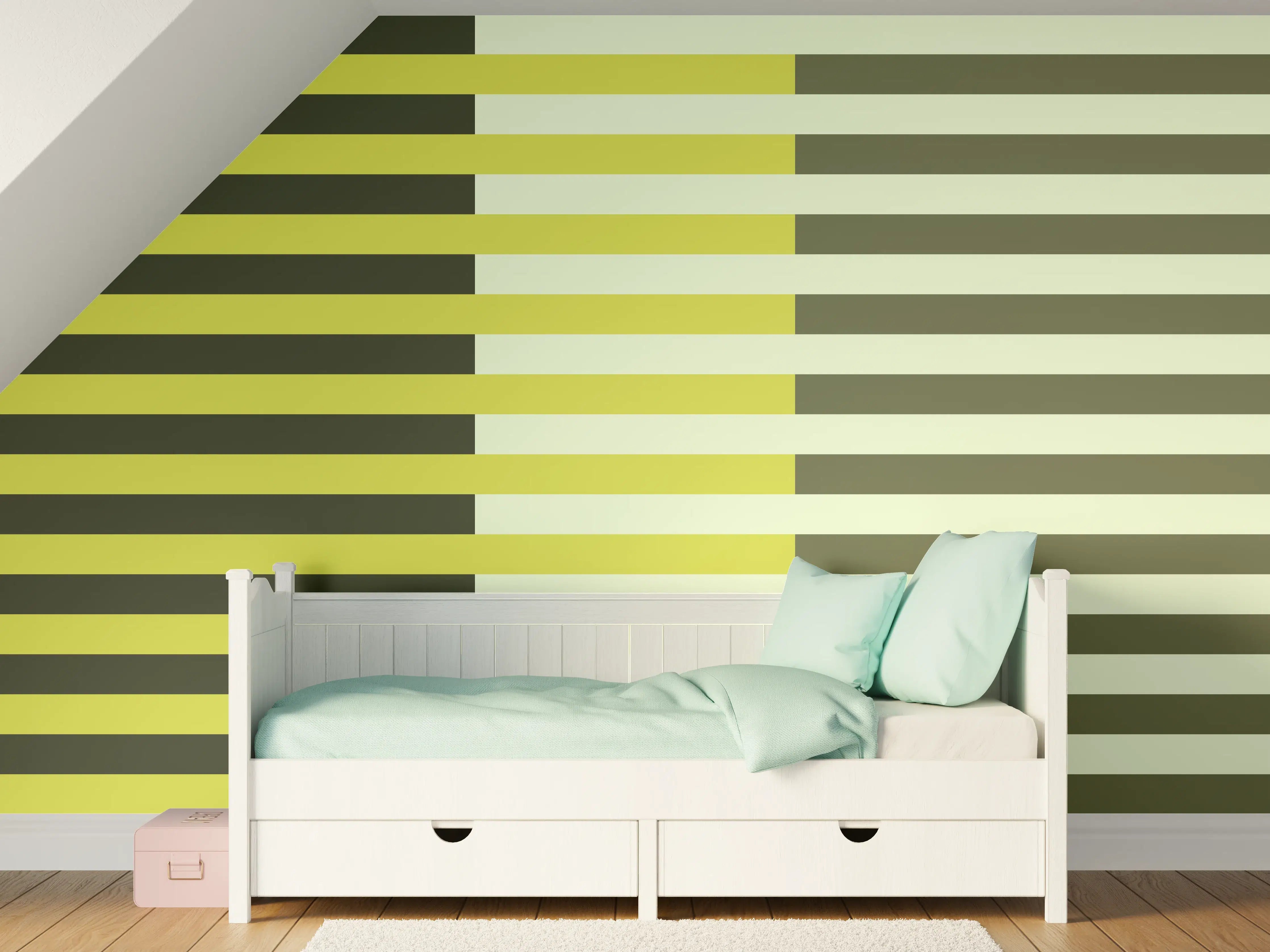 Kinderzimmer Wandgestaltung - The Greens - Multy Stripes - Olive