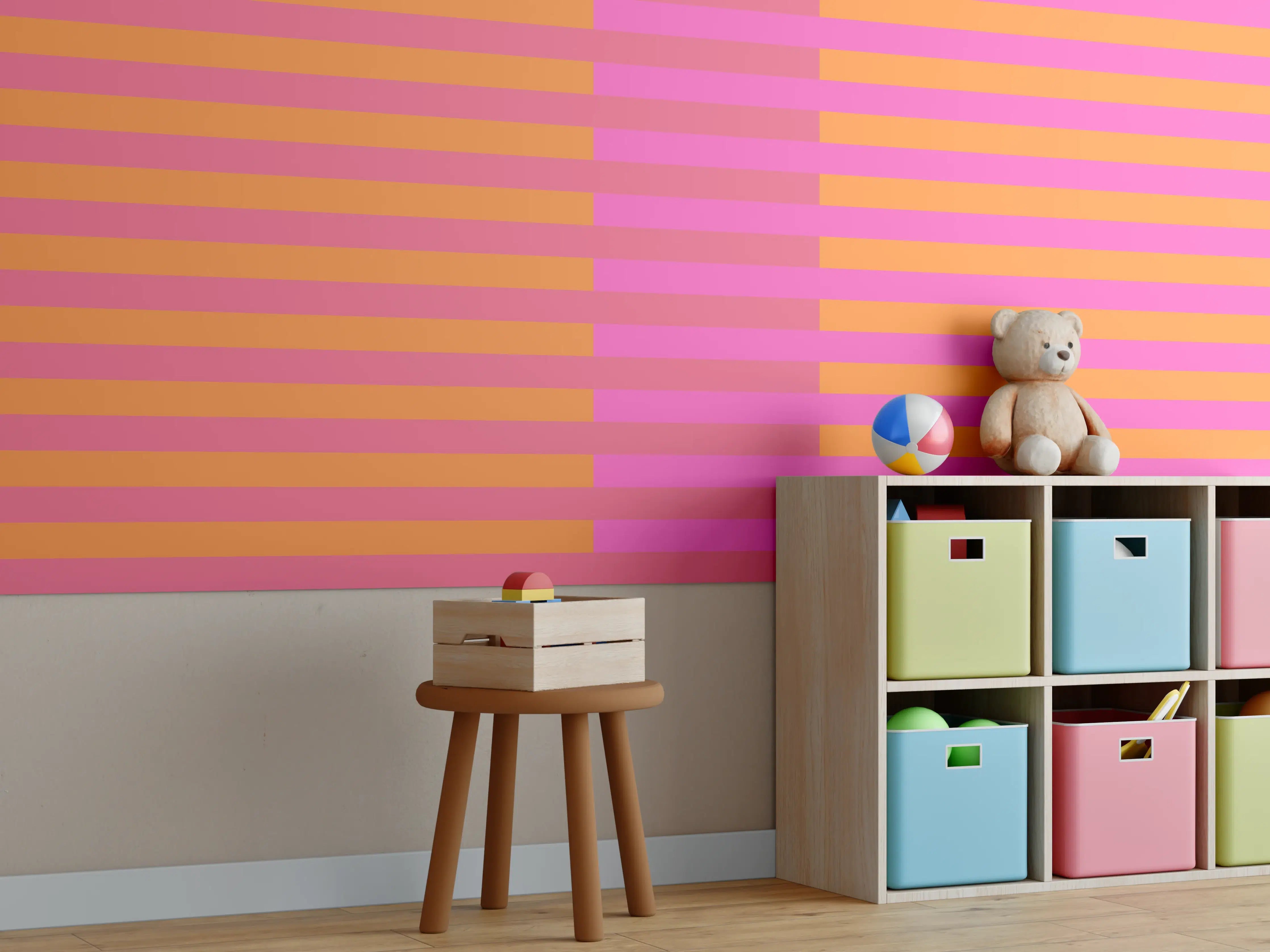 Kinderzimmer Wandgestaltung - The Oranges - Multy Stripes - Fuchsia