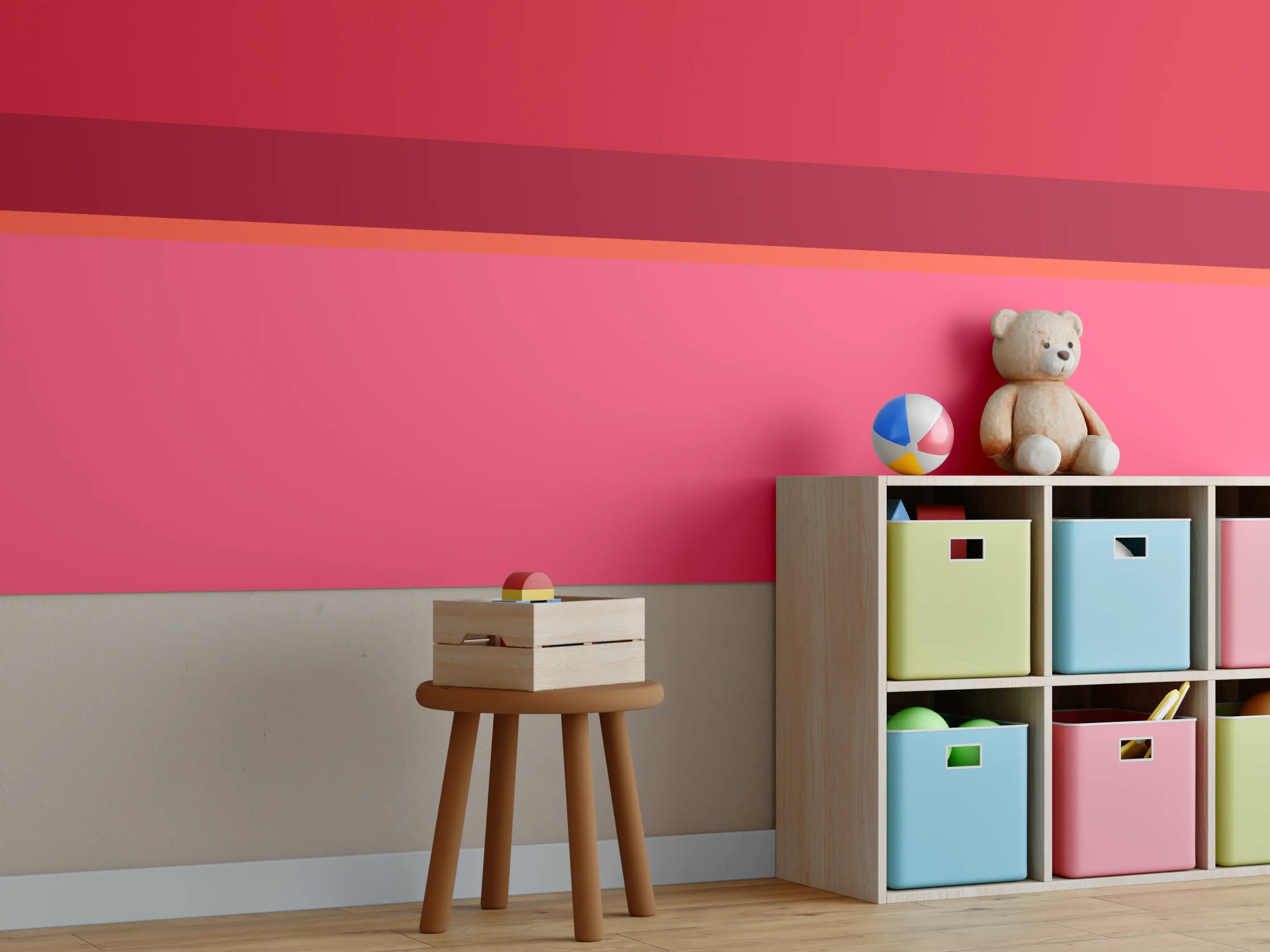 Kinderzimmer Wandgestaltung - The Reds - Horizontal - Pommagranate