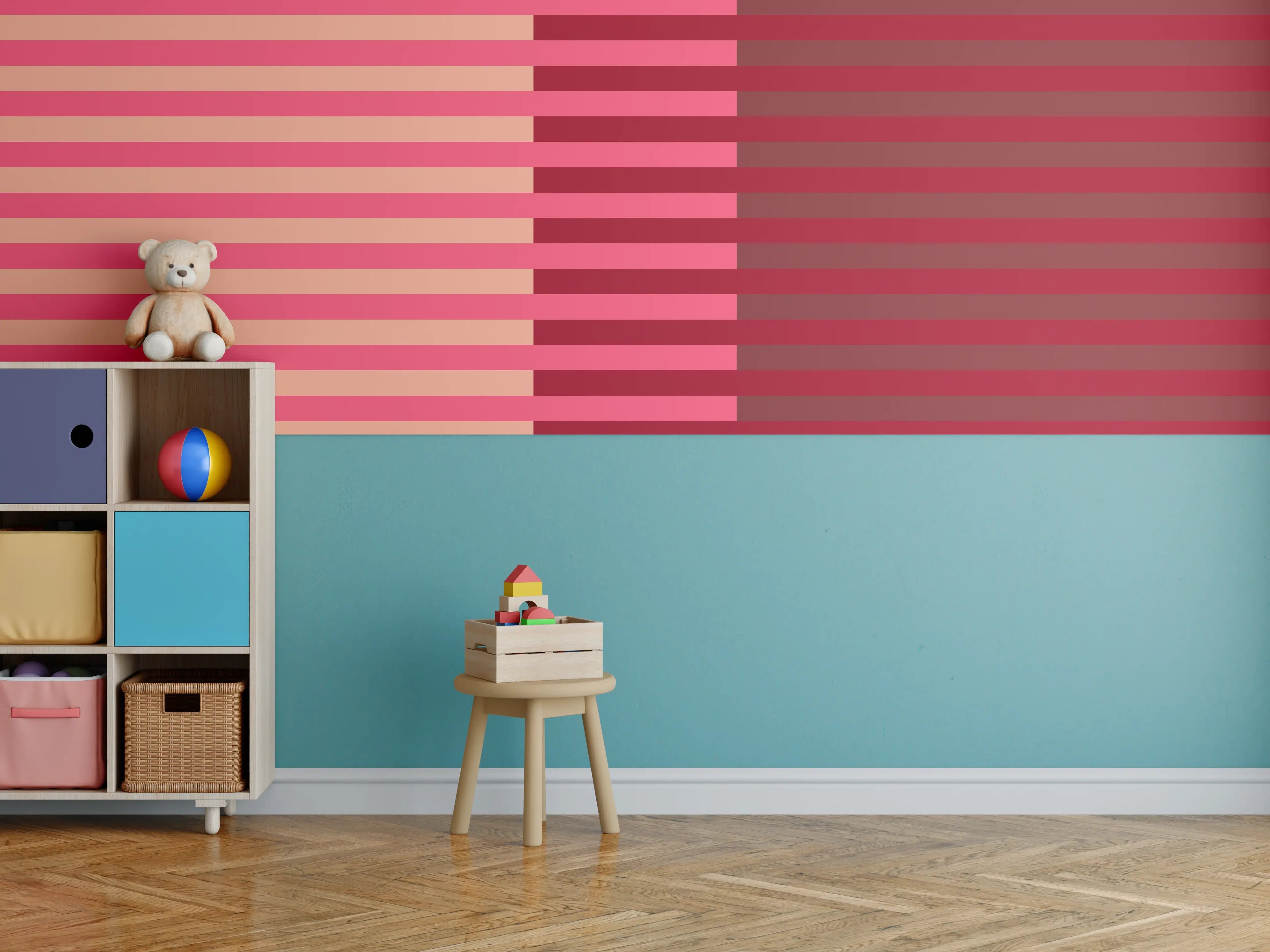 Kinderzimmer Wandgestaltung - The Reds - Multy Stripes - Cherry