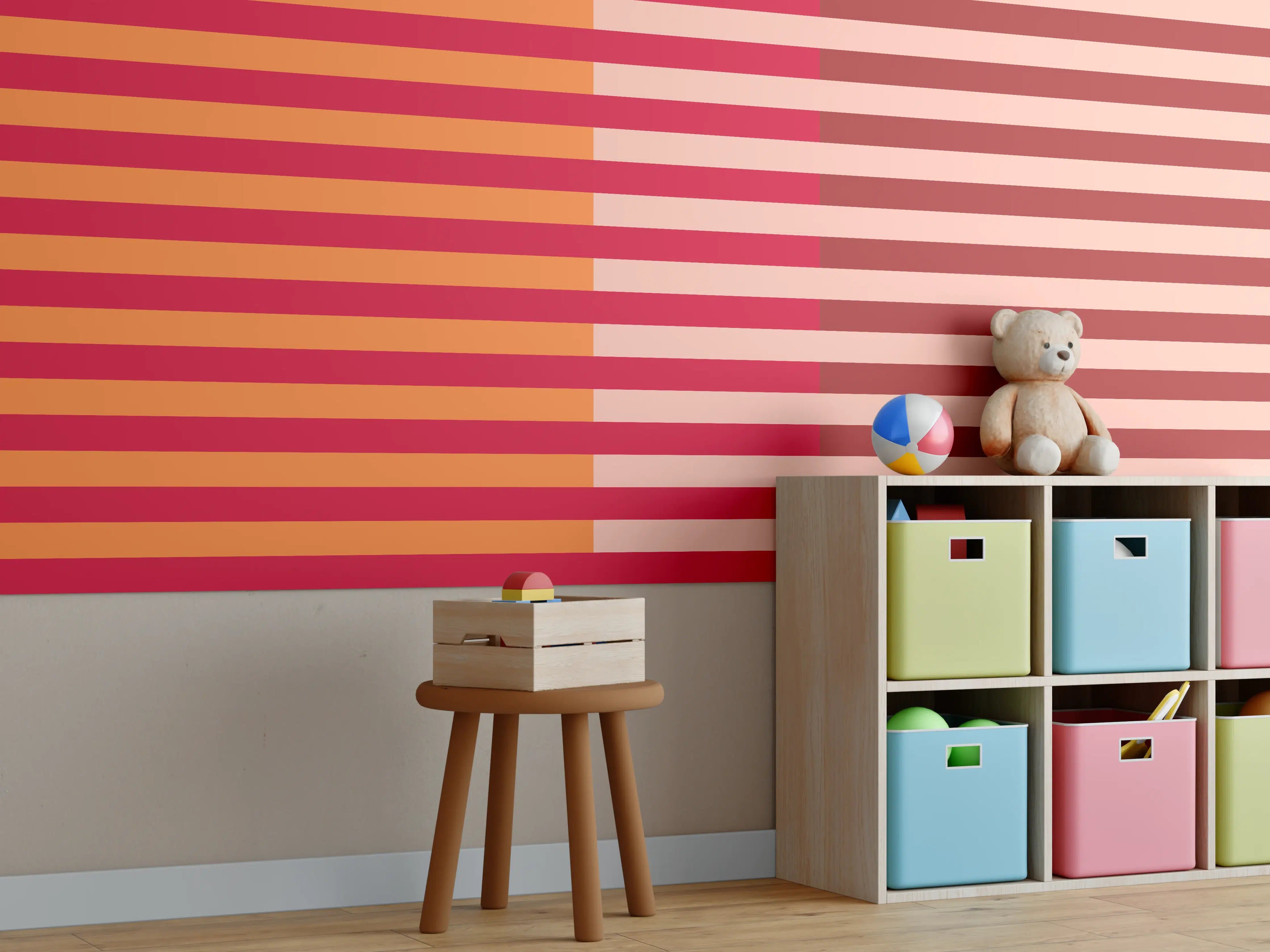 Kinderzimmer Wandgestaltung - The Reds - Multy Stripes - Sangria