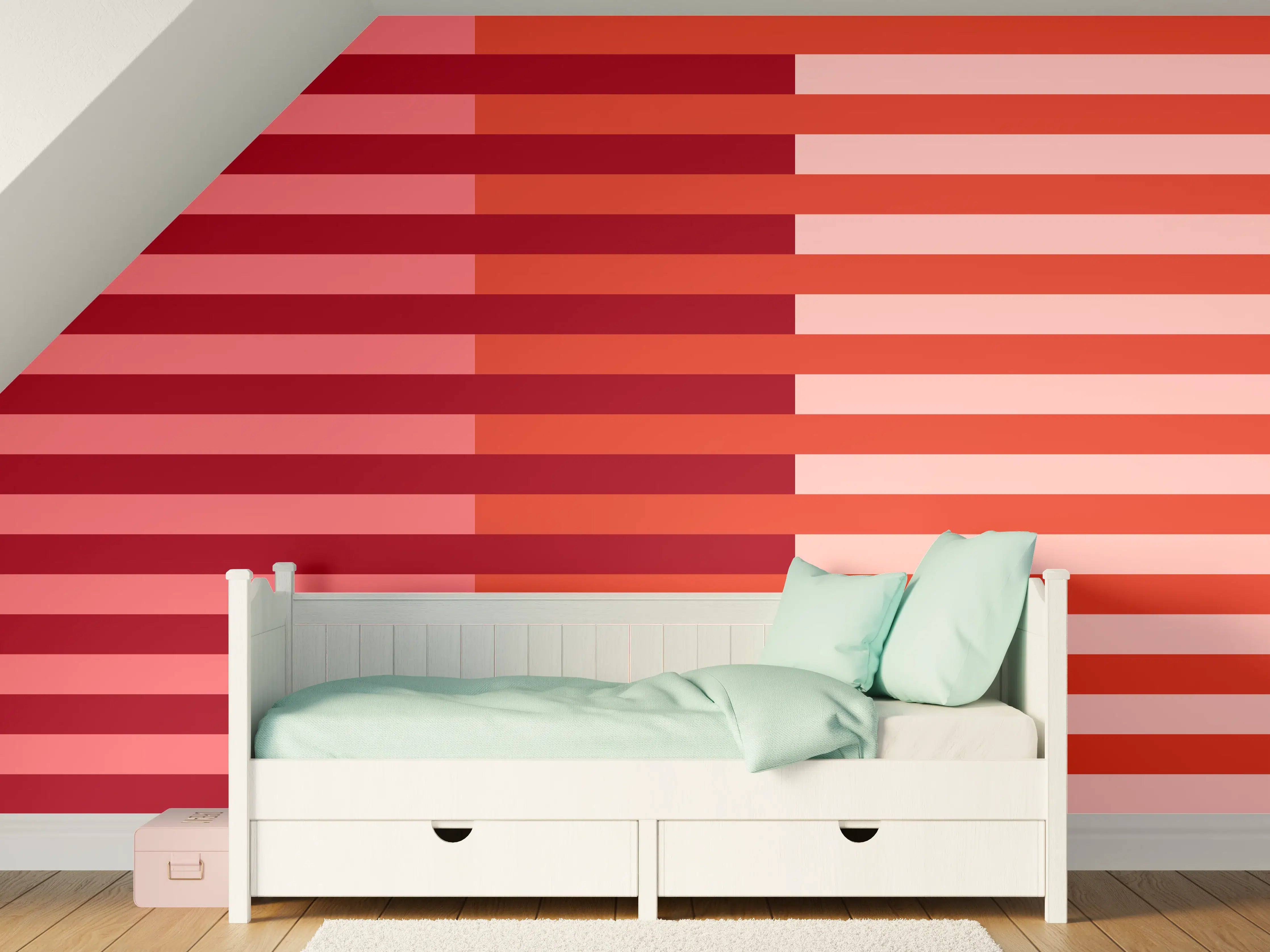 Kinderzimmer Wandgestaltung - The Reds - Multy Stripes - Tomato