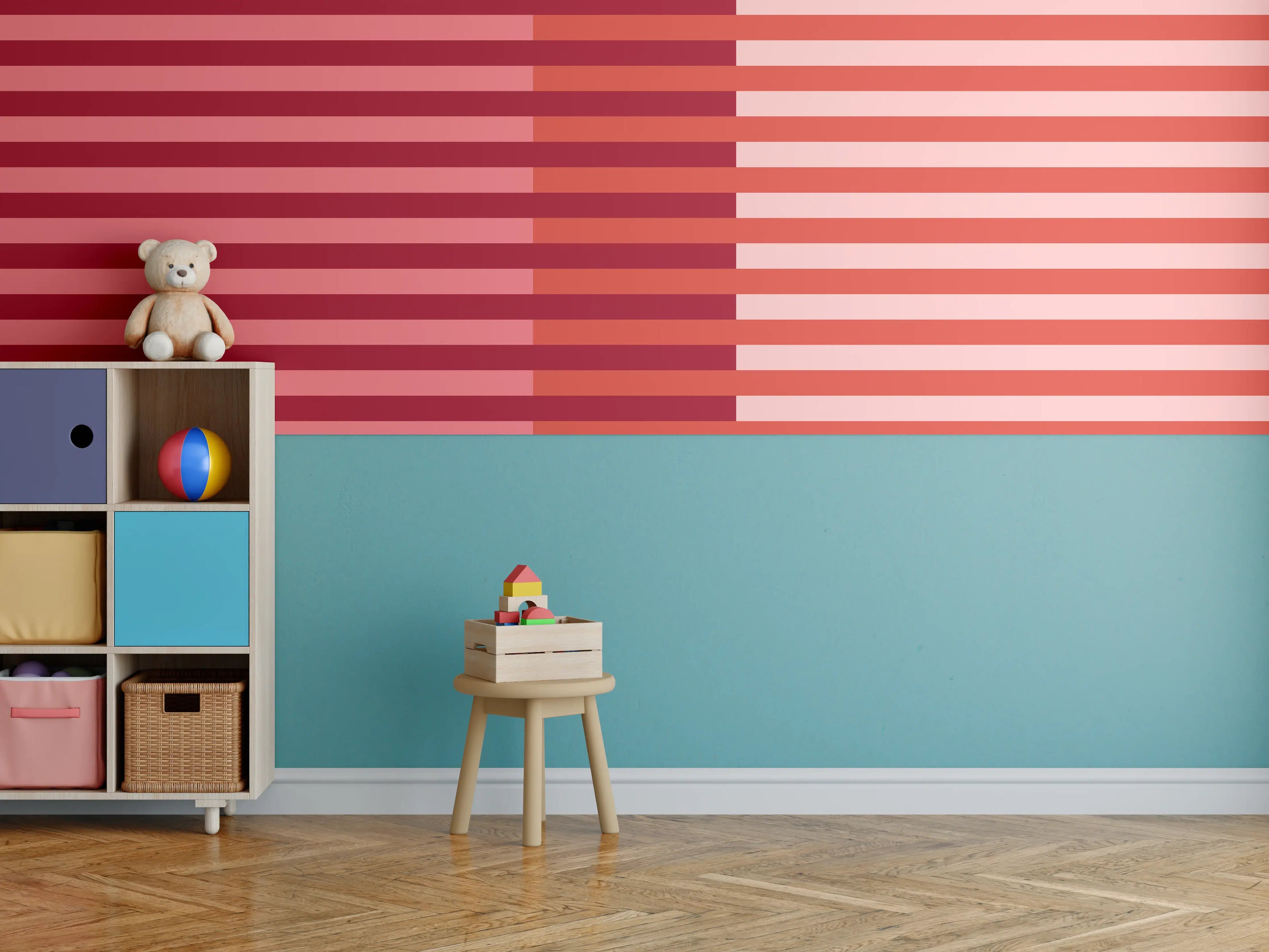 Kinderzimmer Wandgestaltung - The Reds - Multy Stripes - Tomato
