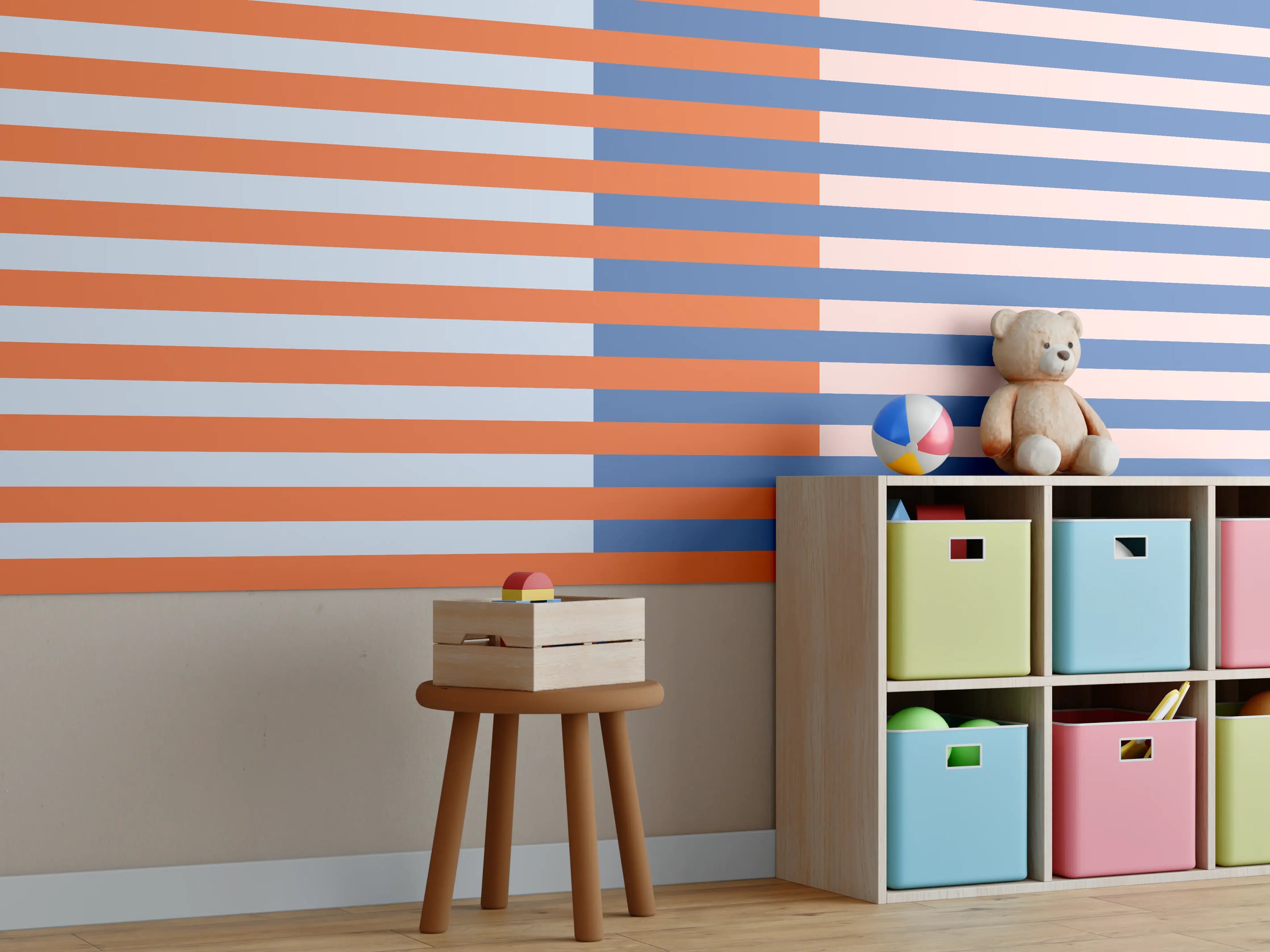 Kinderzimmer Wandgestaltung - The Springs - Multy Stripes - Crocus