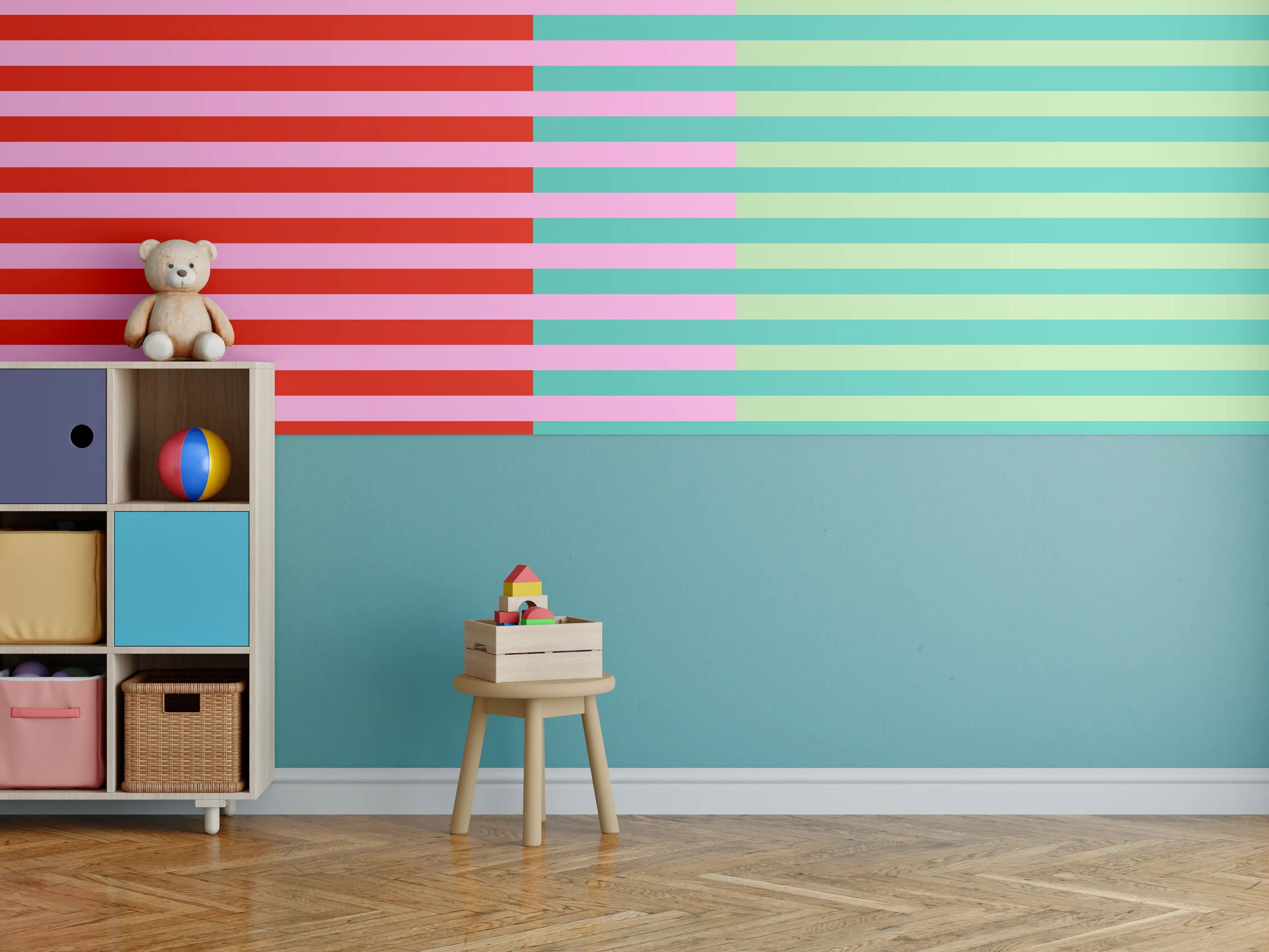 Kinderzimmer Wandgestaltung - The Springs - Multy Stripes - Peony