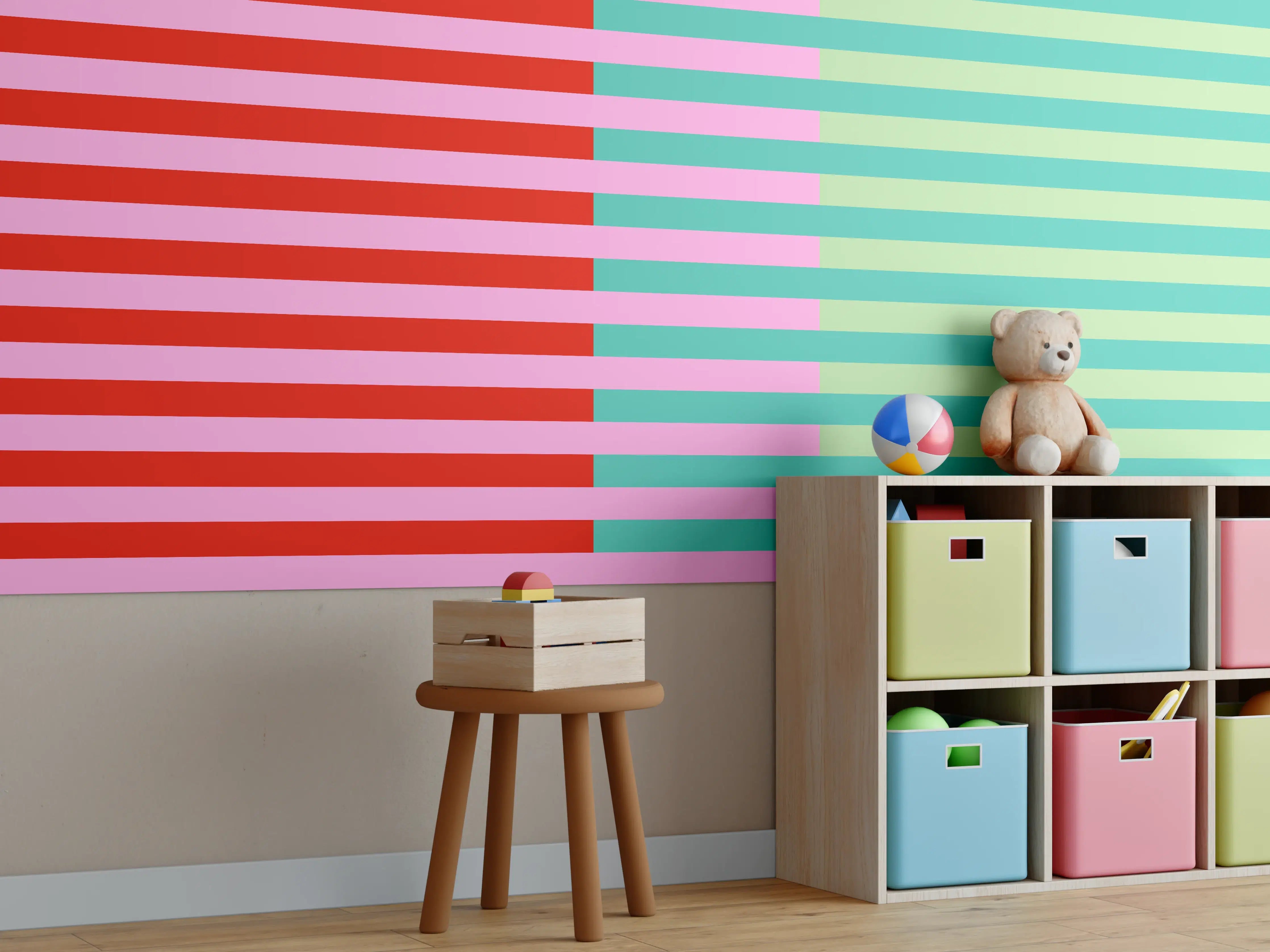 Kinderzimmer Wandgestaltung - The Springs - Multy Stripes - Peony