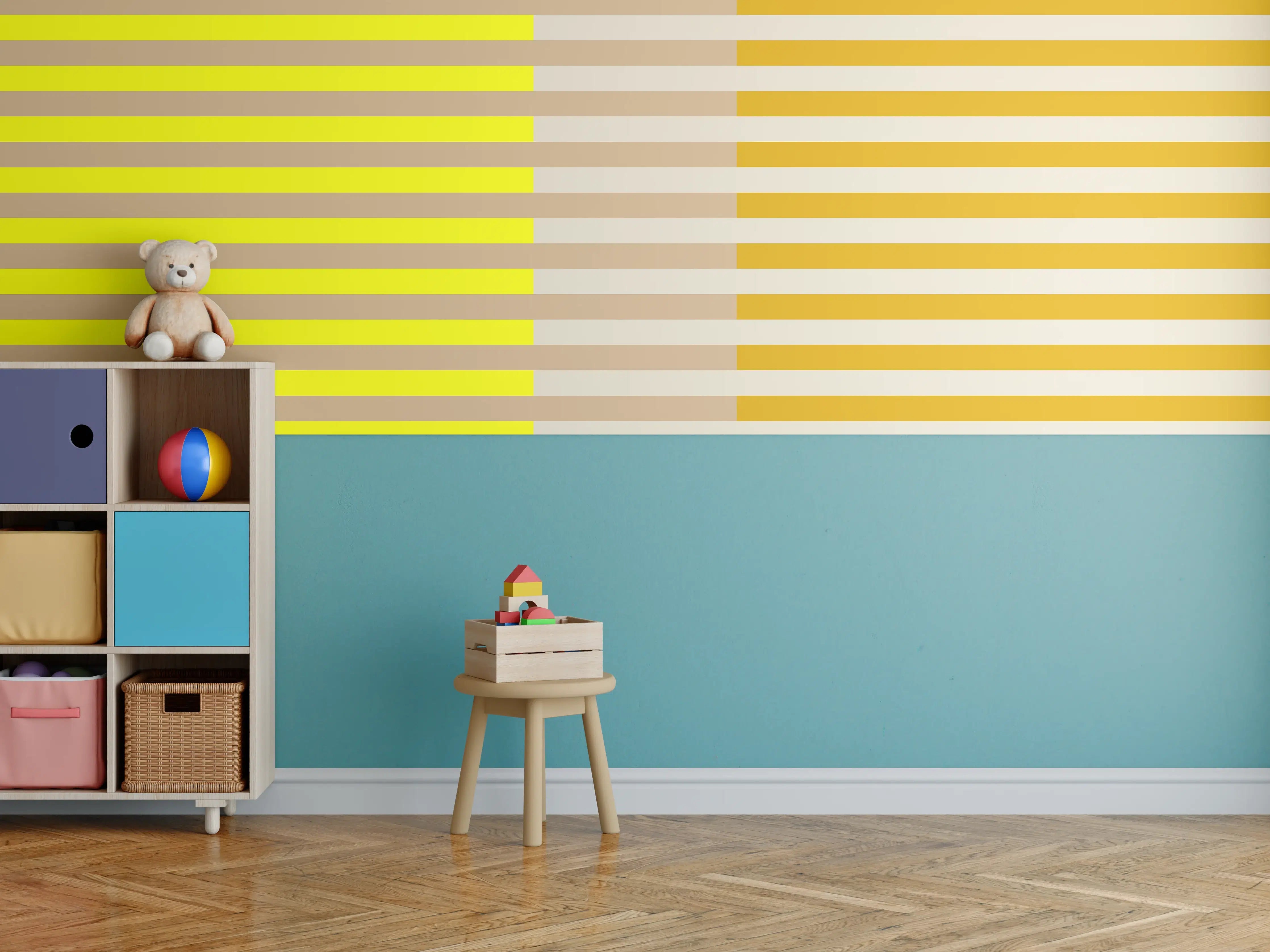 Kinderzimmer Wandgestaltung - The Yellows - Multy Stripes - Buttercup