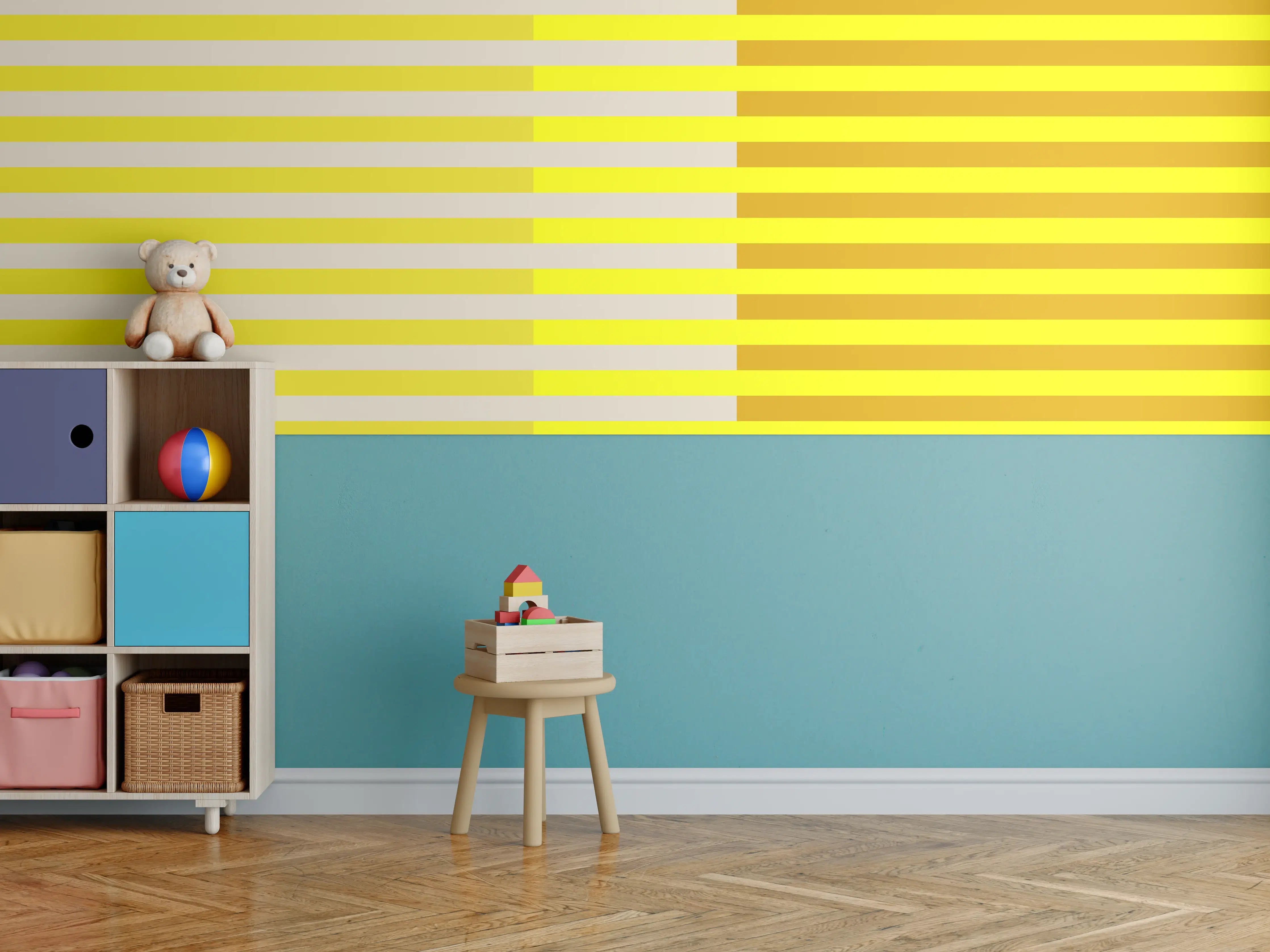 Kinderzimmer Wandgestaltung - The Yellows - Multy Stripes - Vanilla