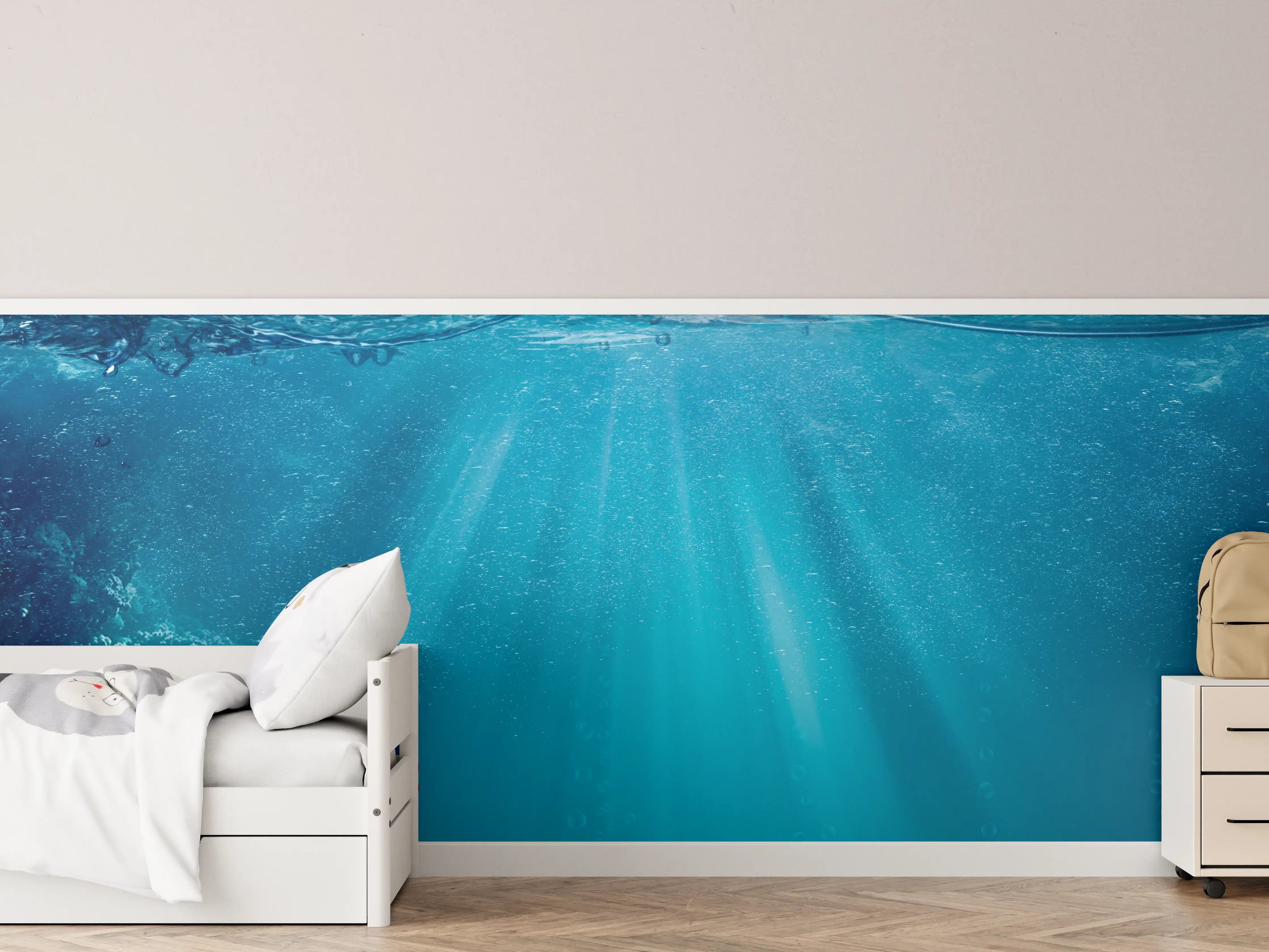 Kinderzimmer Wandgestaltung - Tiefsee mit Sonnenstrahlen