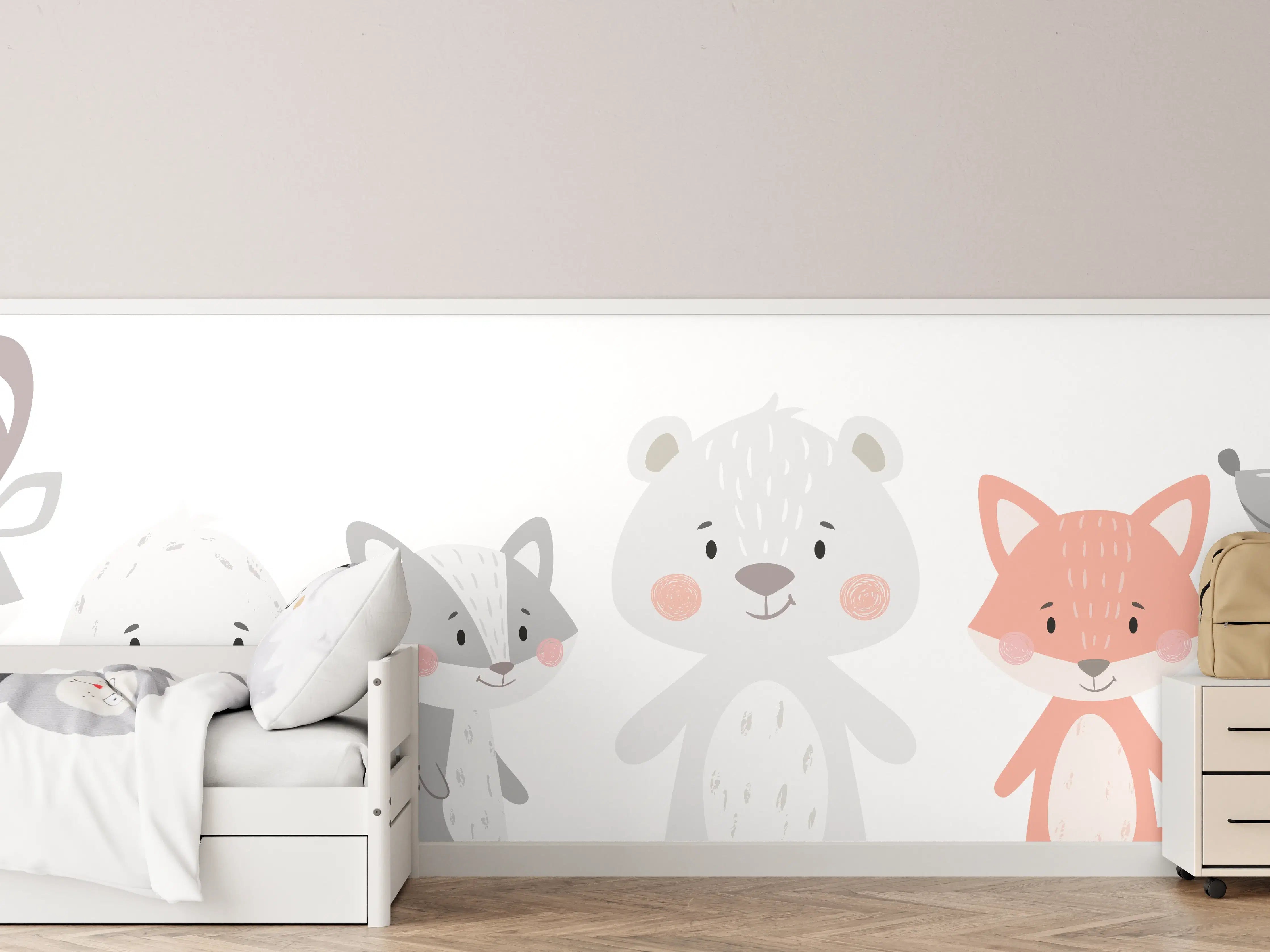 Kinderzimmer Wandgestaltung - Tierfreunde Pastell Illustration