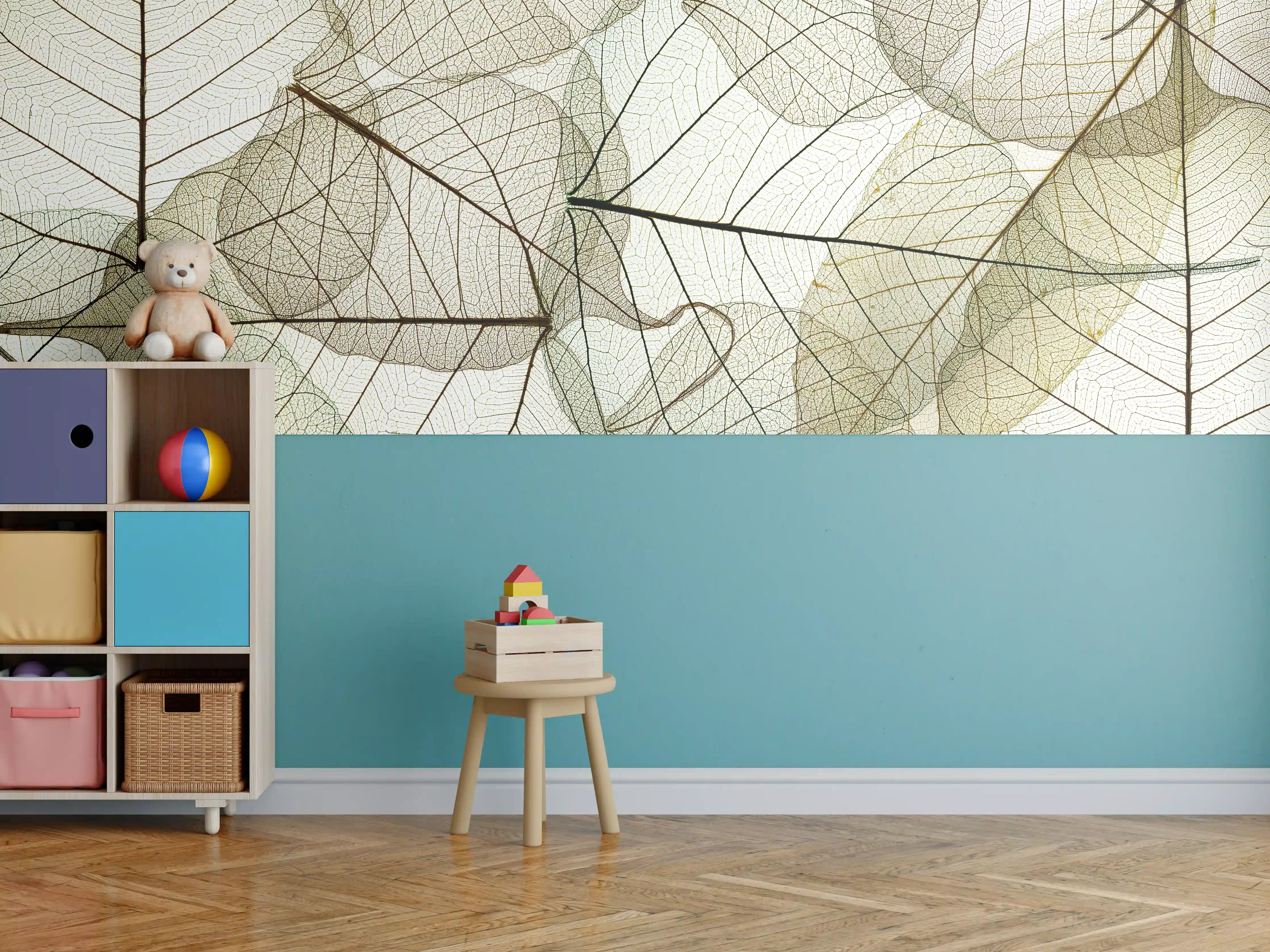Kinderzimmer Wandgestaltung - Transparente Blattstruktur Makro