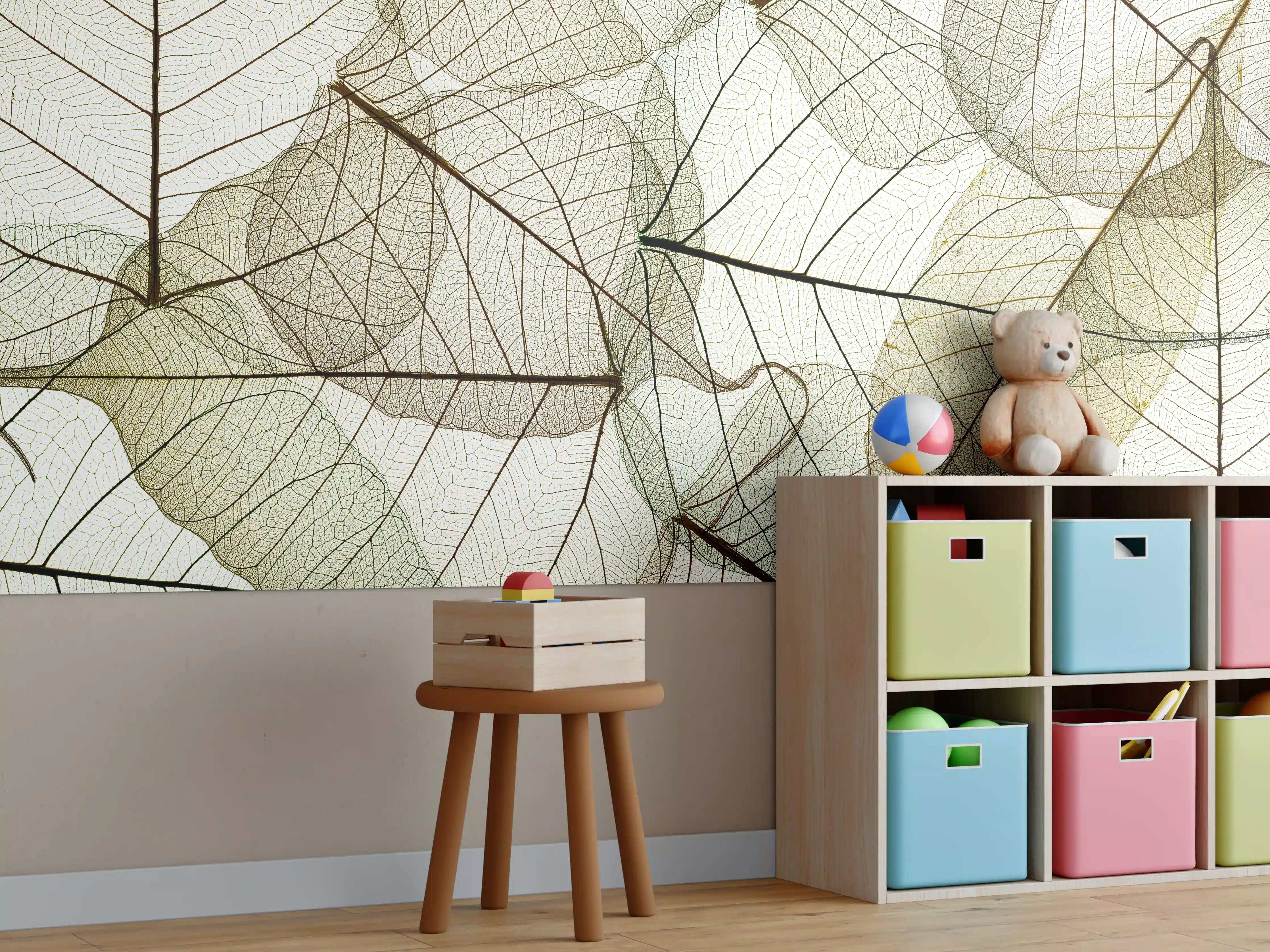 Kinderzimmer Wandgestaltung - Transparente Blattstruktur Makro