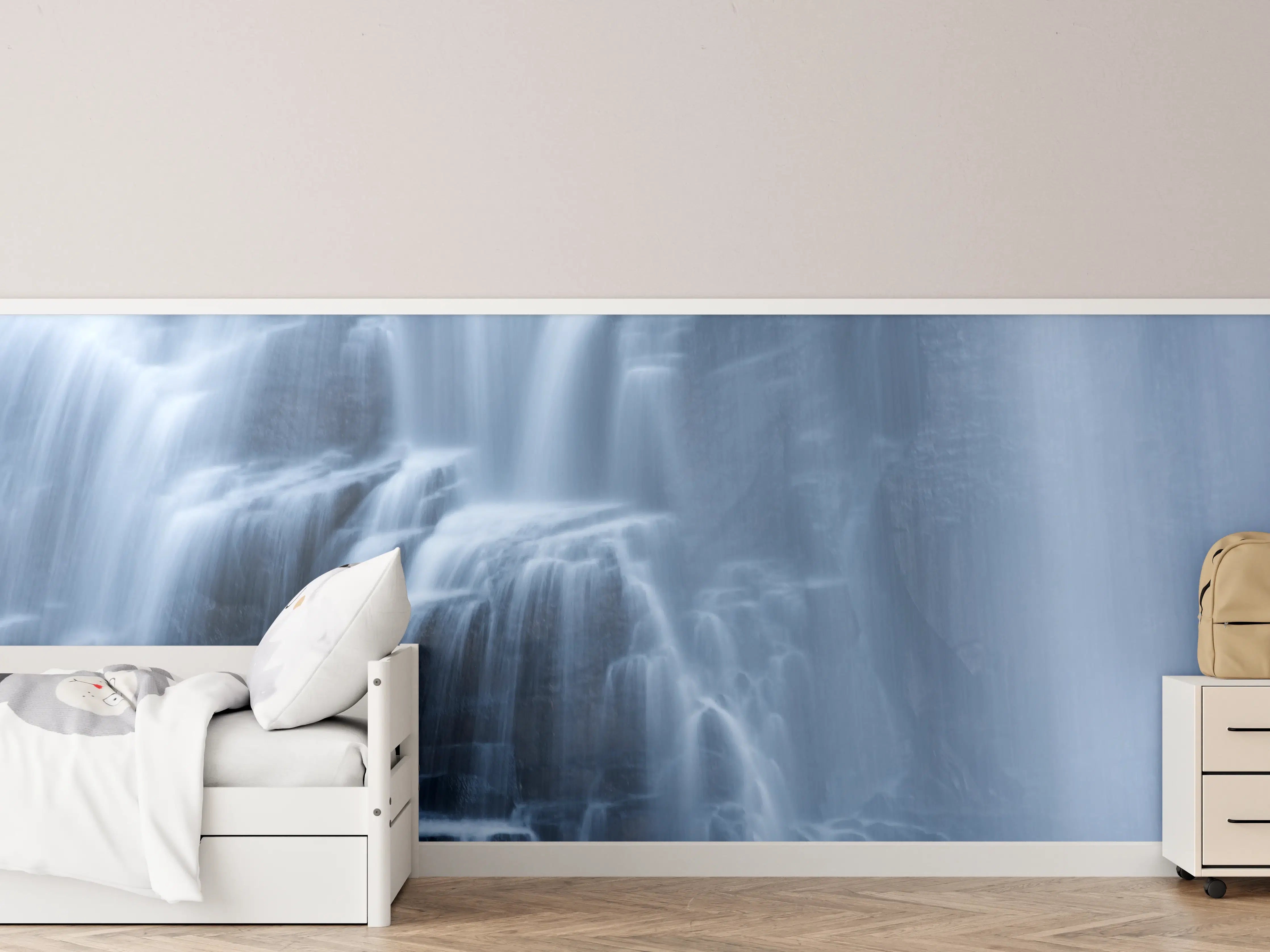 Kinderzimmer Wandgestaltung - Traumartiger Wasserfall an Felsenwand