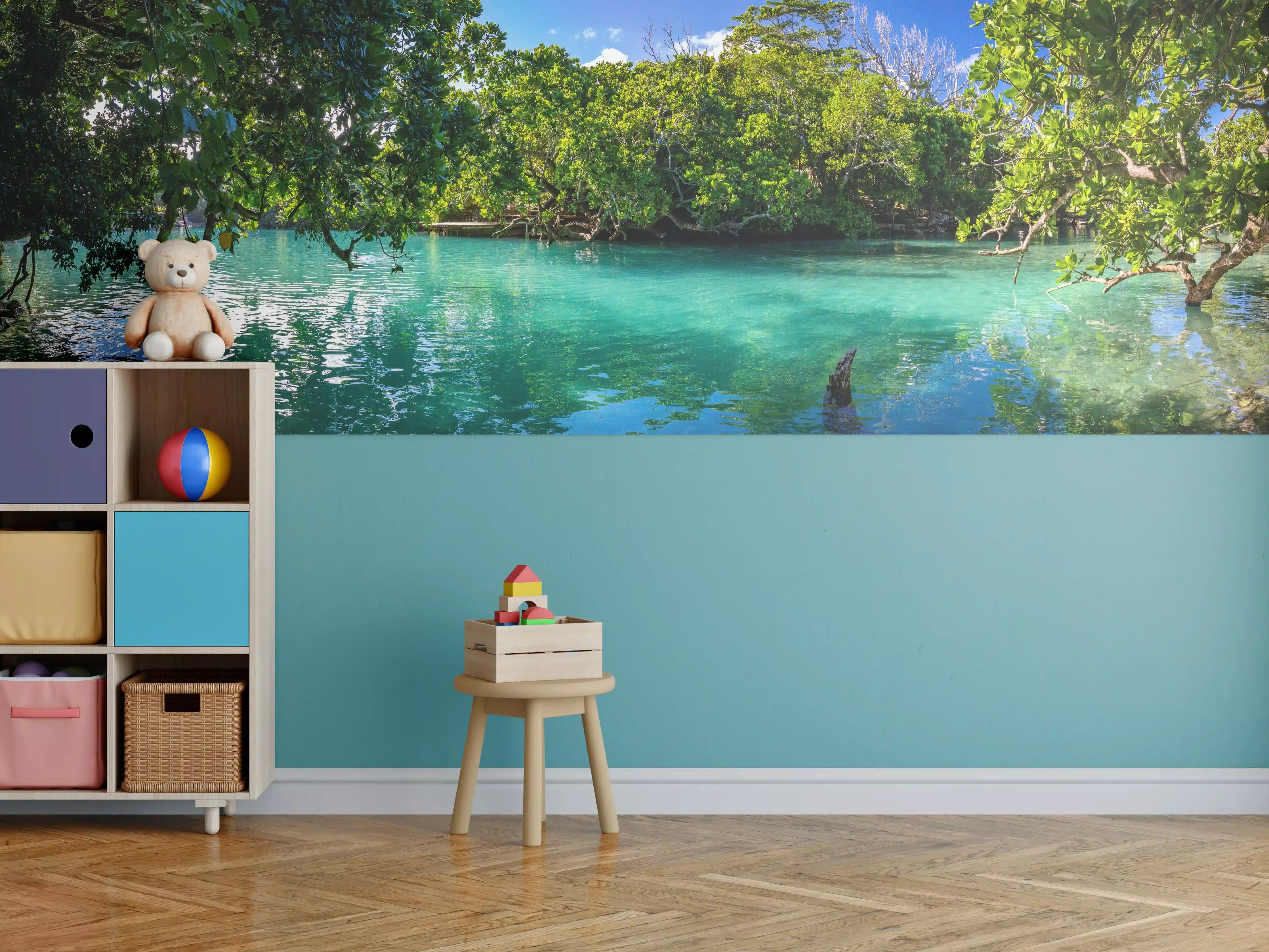 Kinderzimmer Wandgestaltung - Traumhafter See im Wald - Indonesien