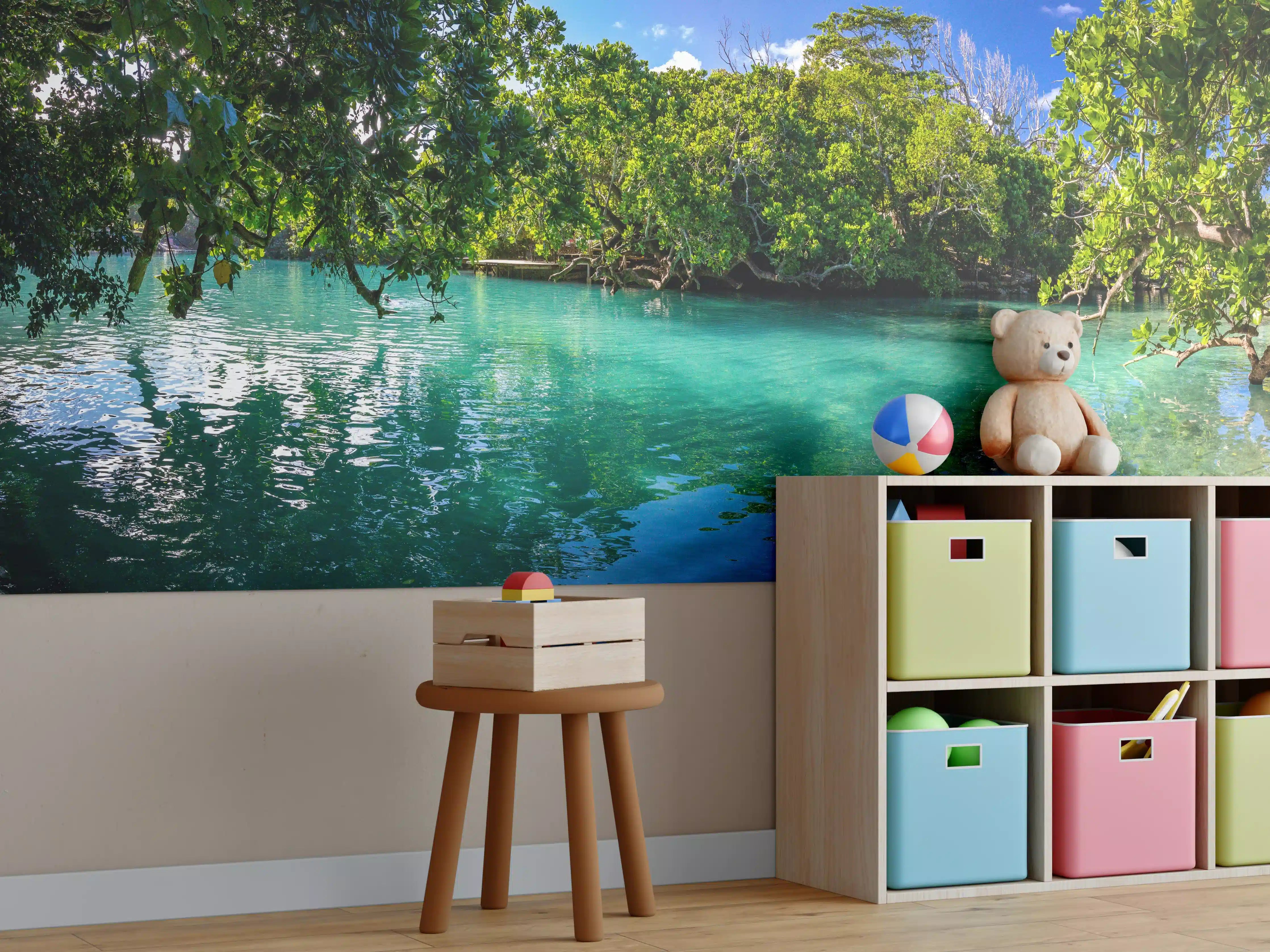 Kinderzimmer Wandgestaltung - Traumhafter See im Wald - Indonesien