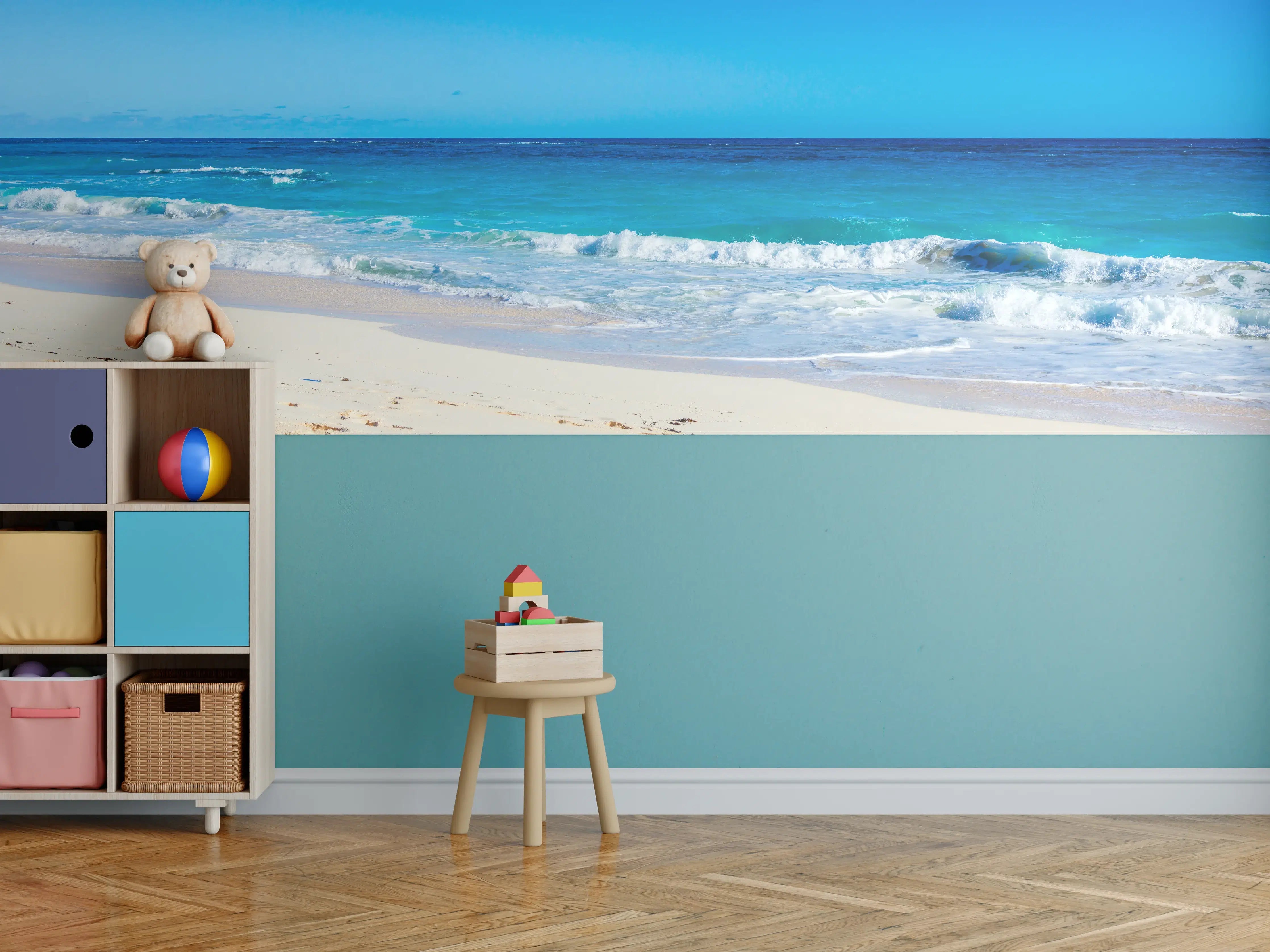 Kinderzimmer Wandgestaltung - Traumhafter Strand mit klarem Wasser