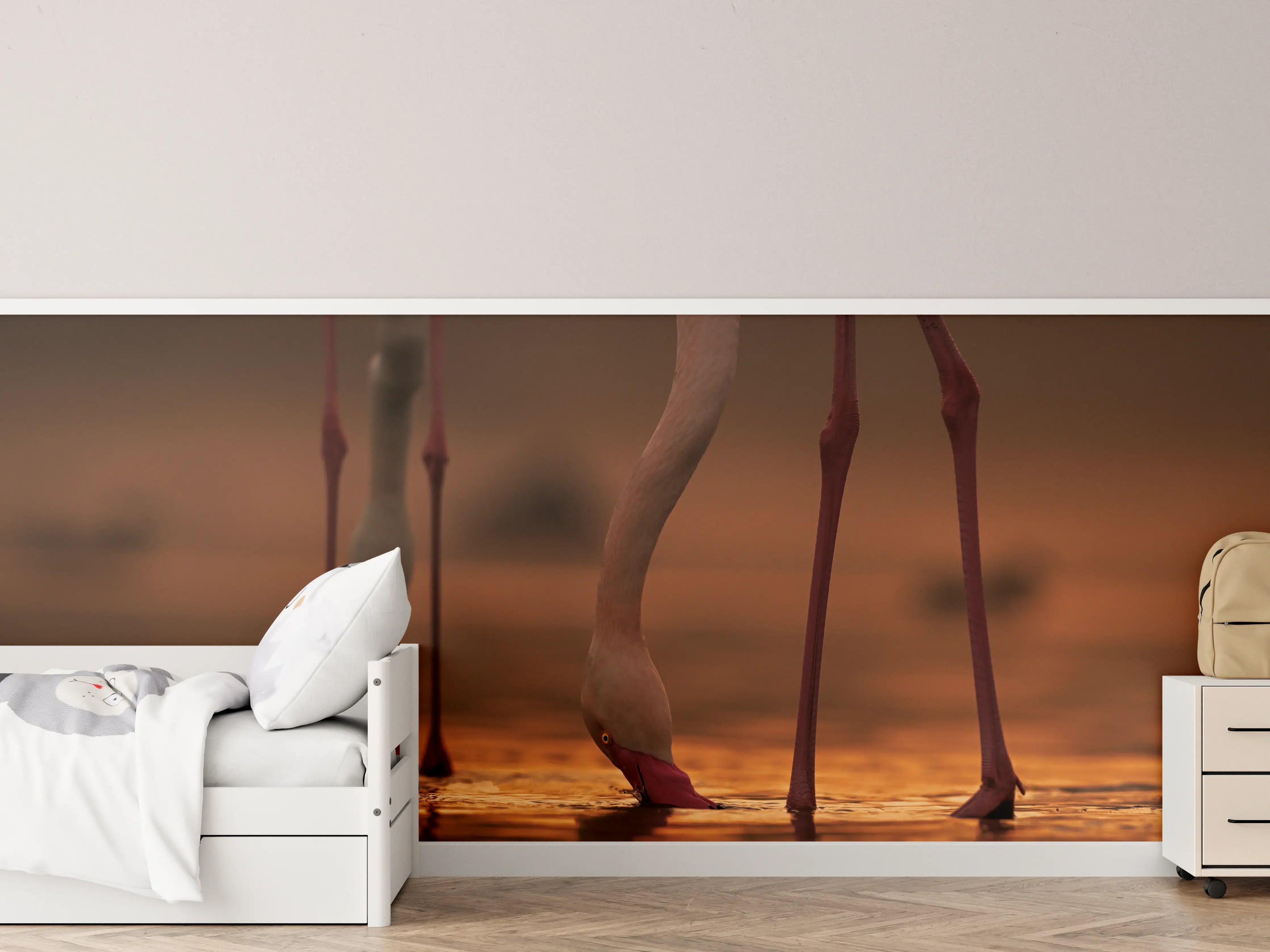 Kinderzimmer Wandgestaltung - Trinkende Flamingos