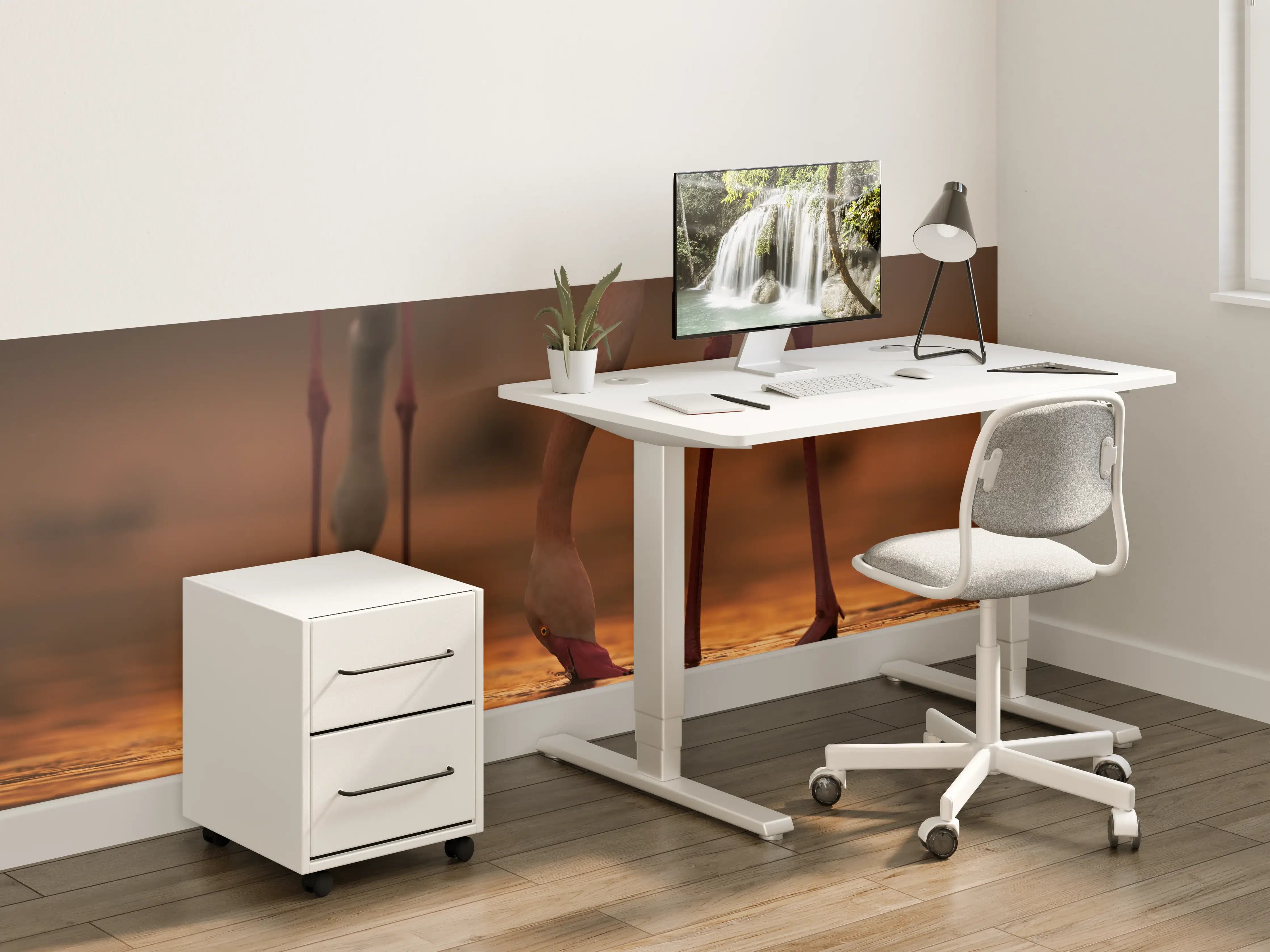 Kinderzimmer Wandgestaltung - Trinkende Flamingos