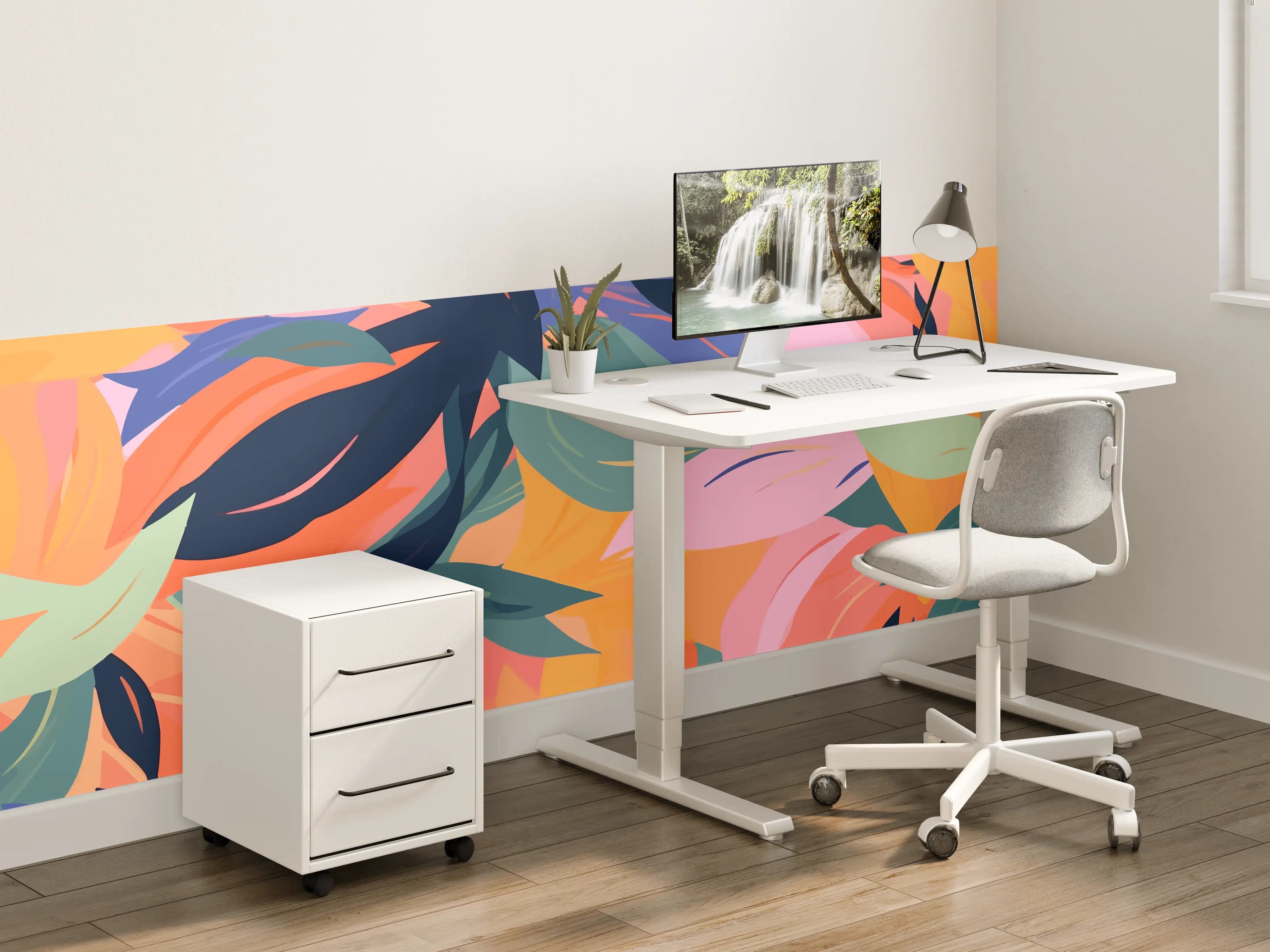 Kinderzimmer Wandgestaltung - Tropische Blütenblätter Bunt