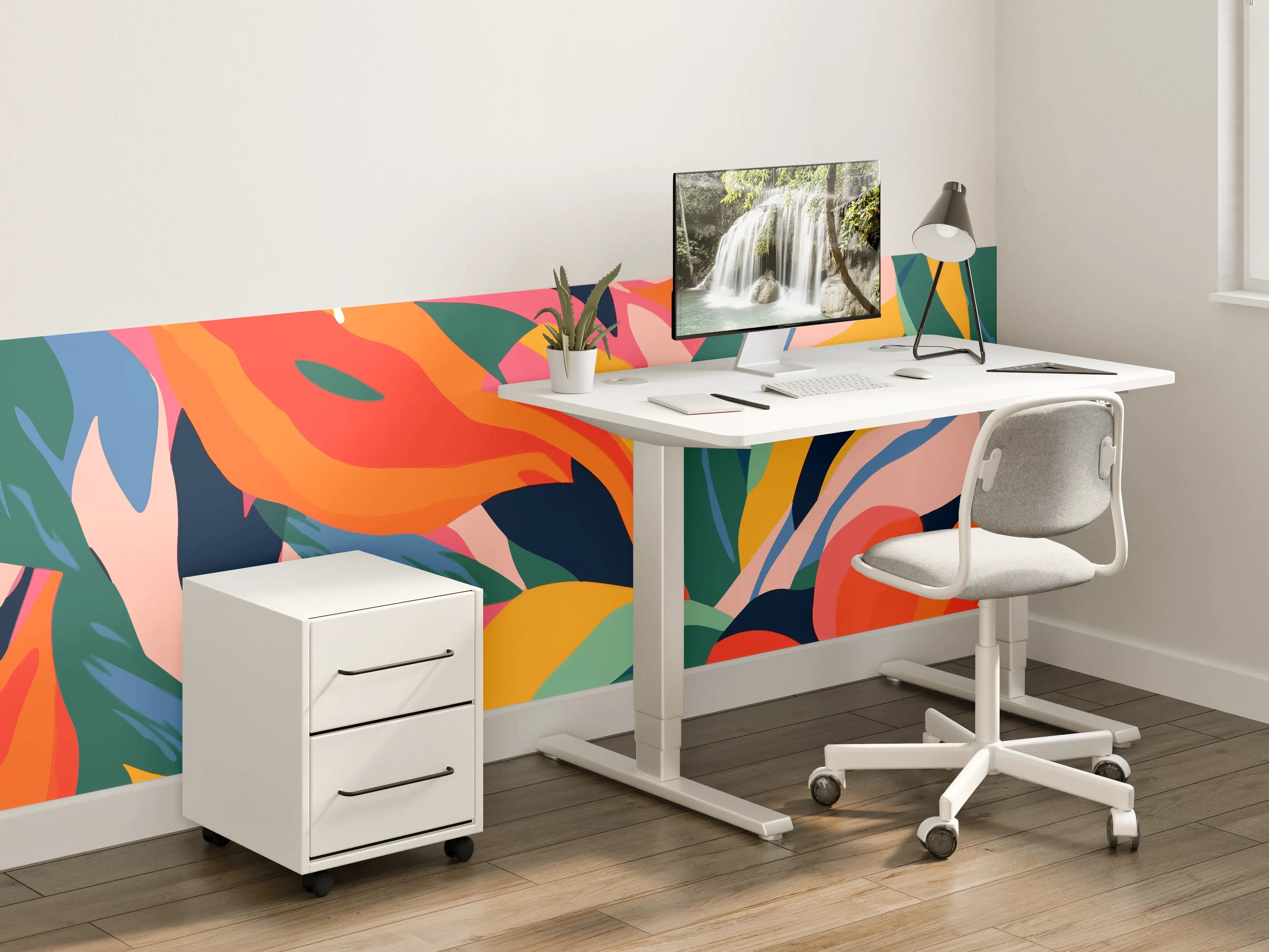 Kinderzimmer Wandgestaltung - Tropische Bunte Blumenillustration