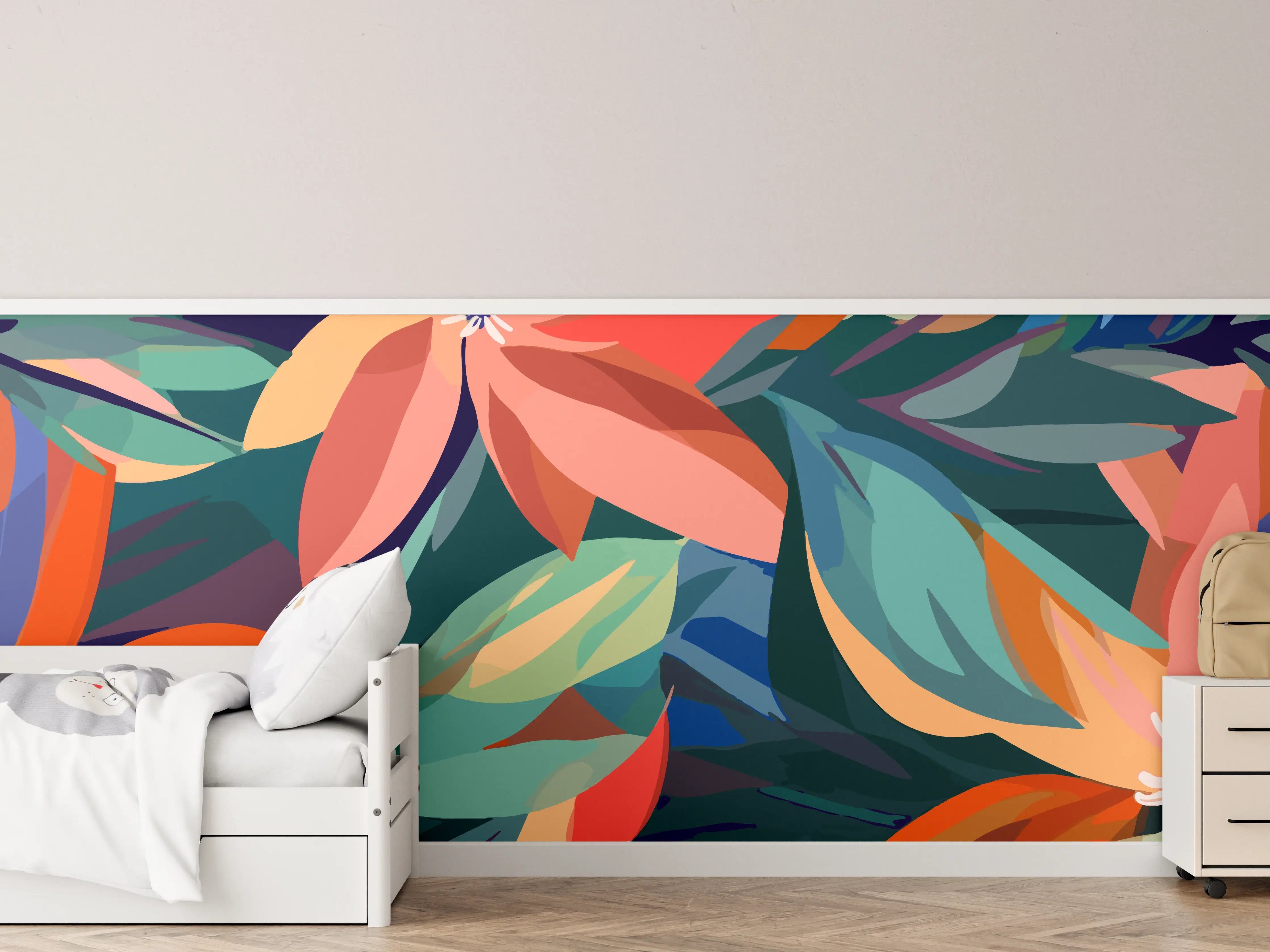 Kinderzimmer Wandgestaltung - Tropische Petals Koralle-Grün