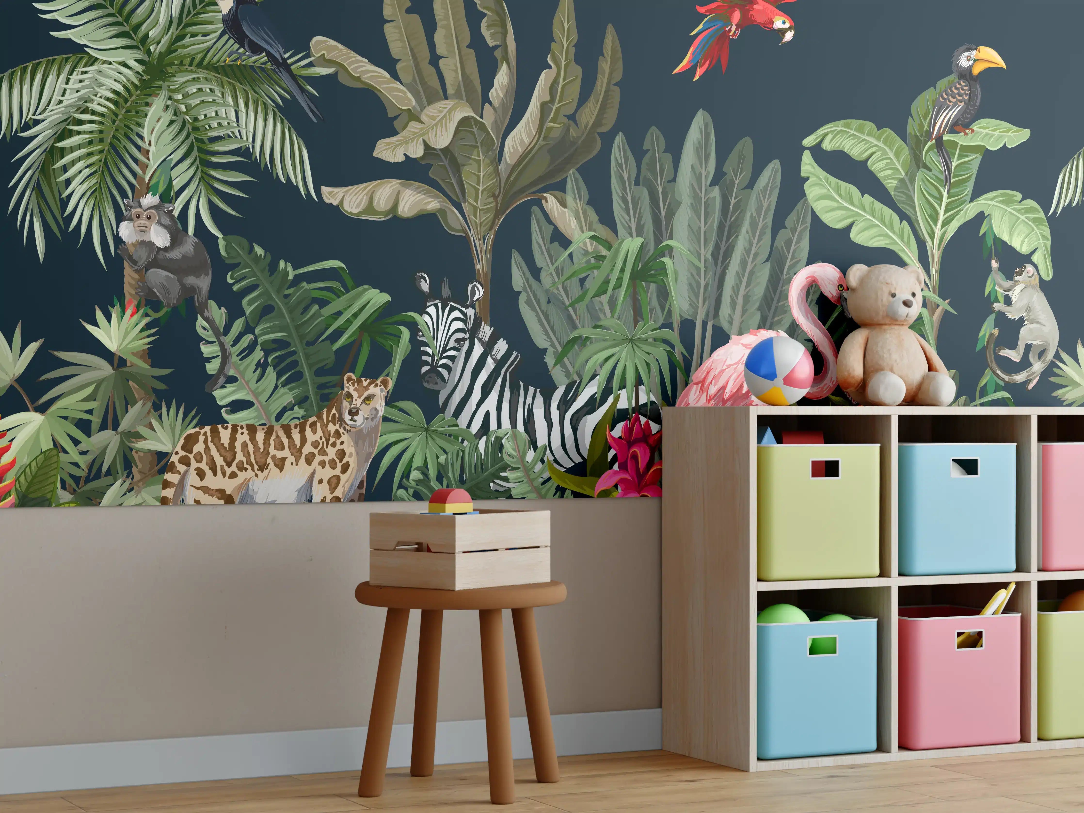Kinderzimmer Wandgestaltung - Tropische Pflanzen & Tiere