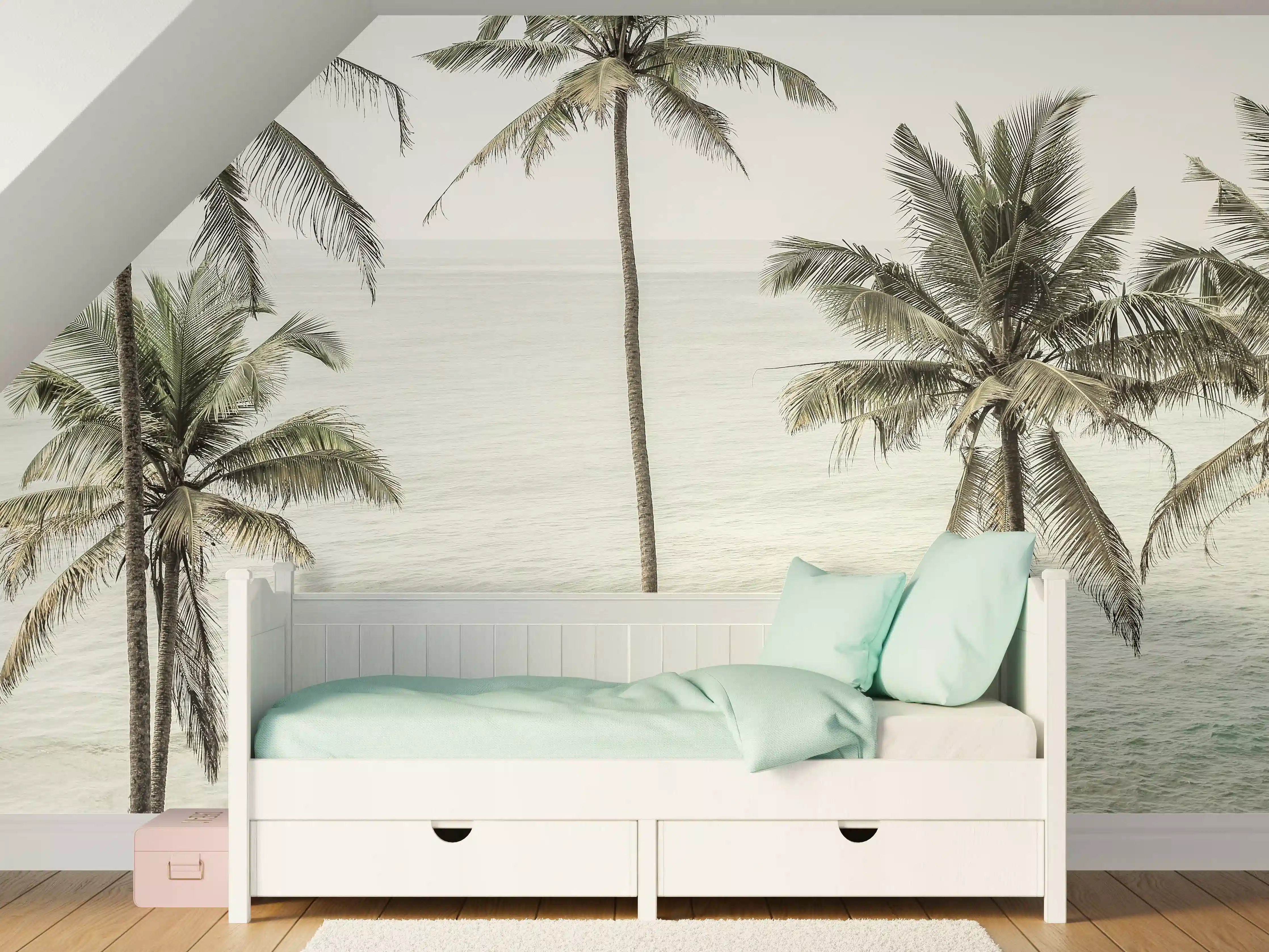 Kinderzimmer Wandgestaltung - Tropische Strand-Palmen Aussicht