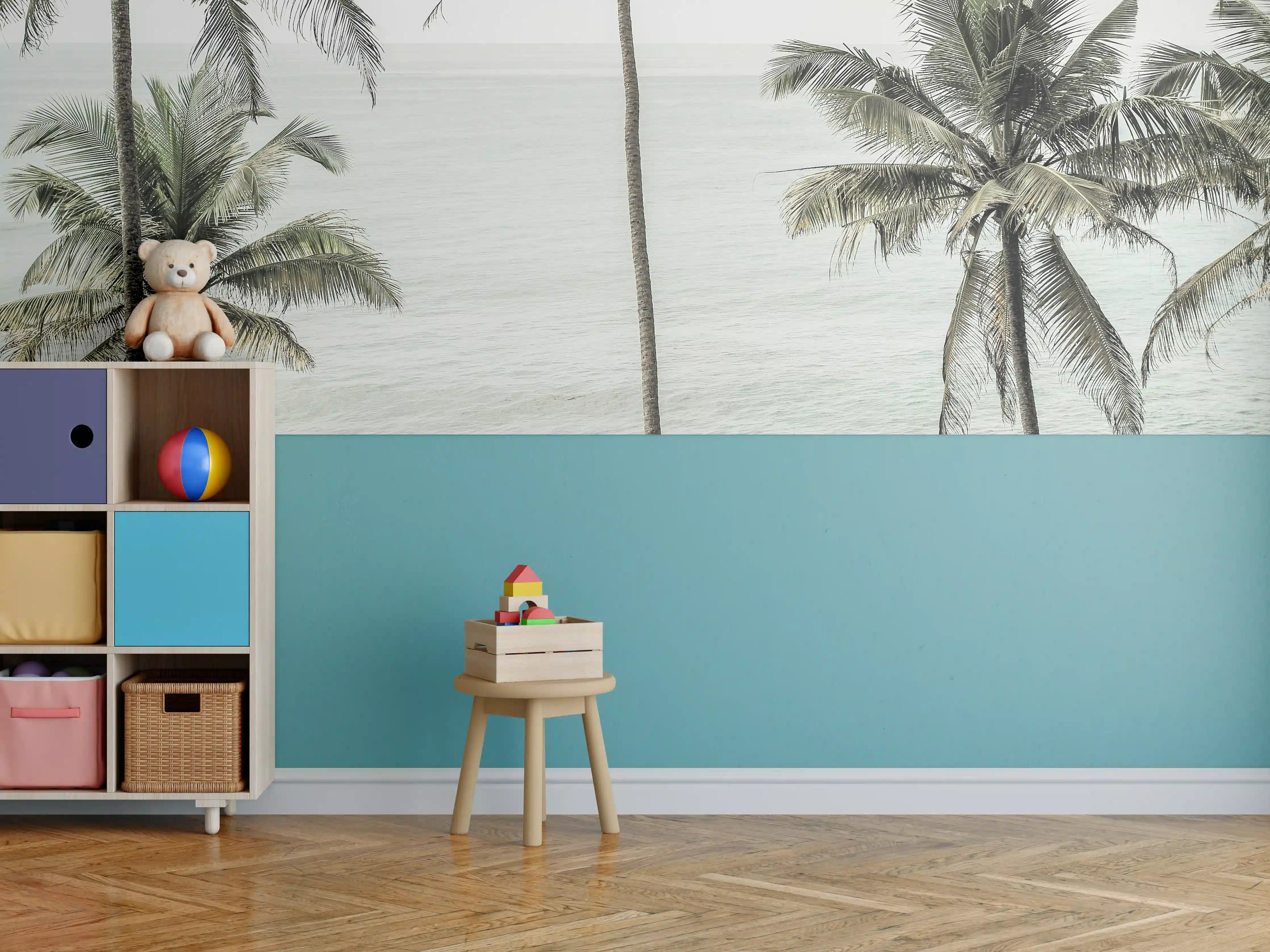 Kinderzimmer Wandgestaltung - Tropische Strand-Palmen Aussicht