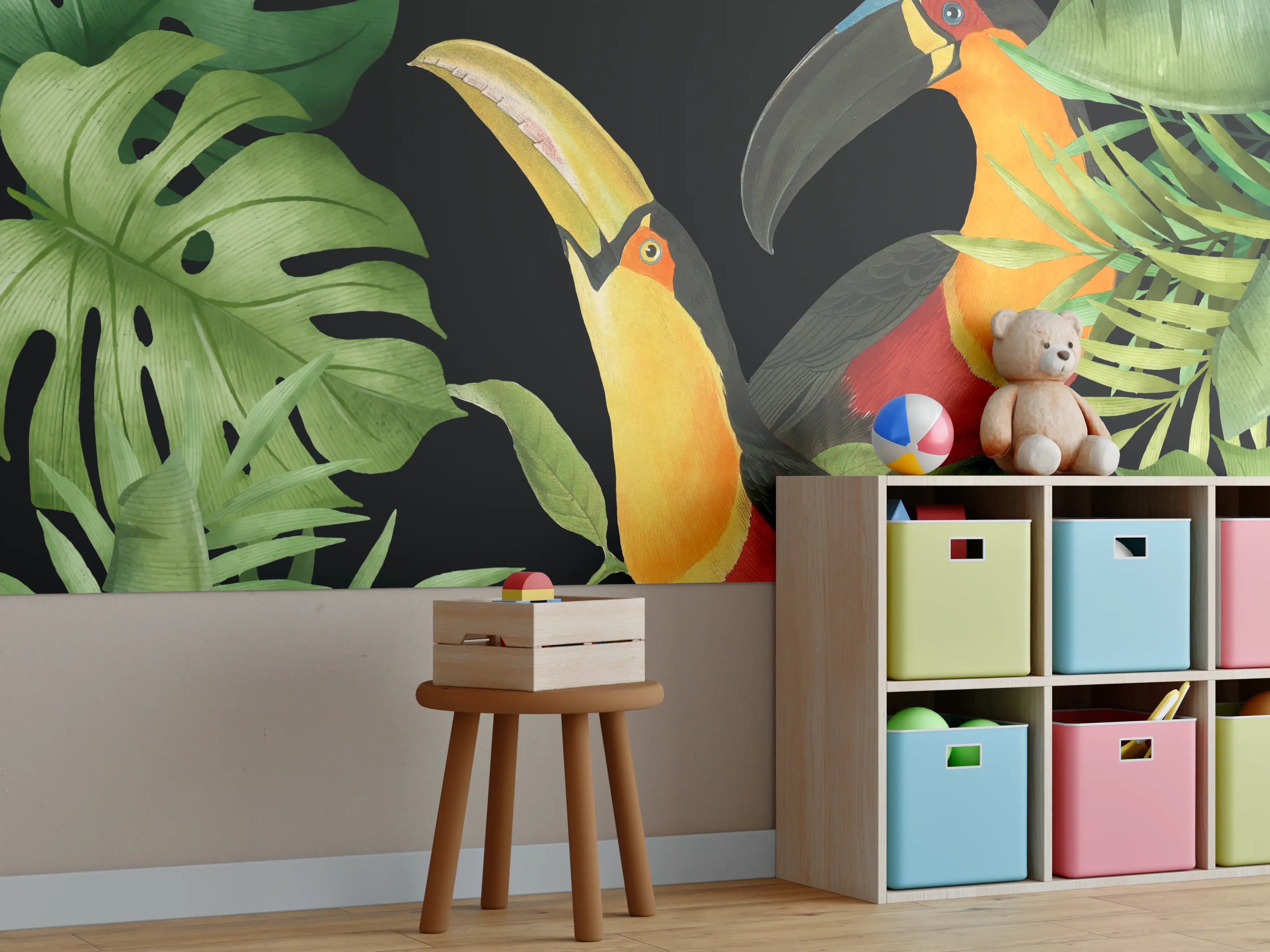 Kinderzimmer Wandgestaltung - Tropischer Dschungel - Tukane