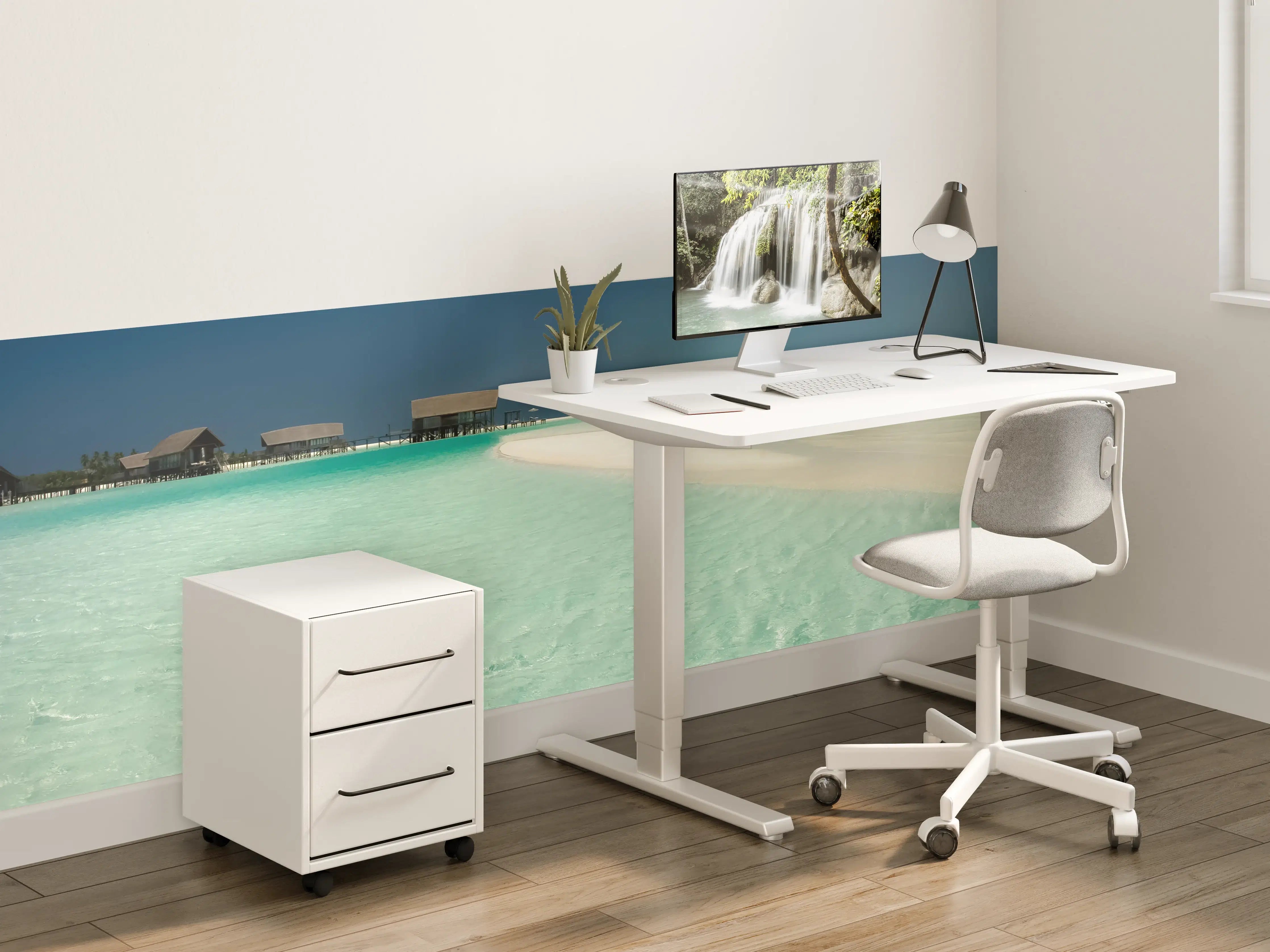 Kinderzimmer Wandgestaltung - Tropischer Paradiesstrand mit klarem Wasser