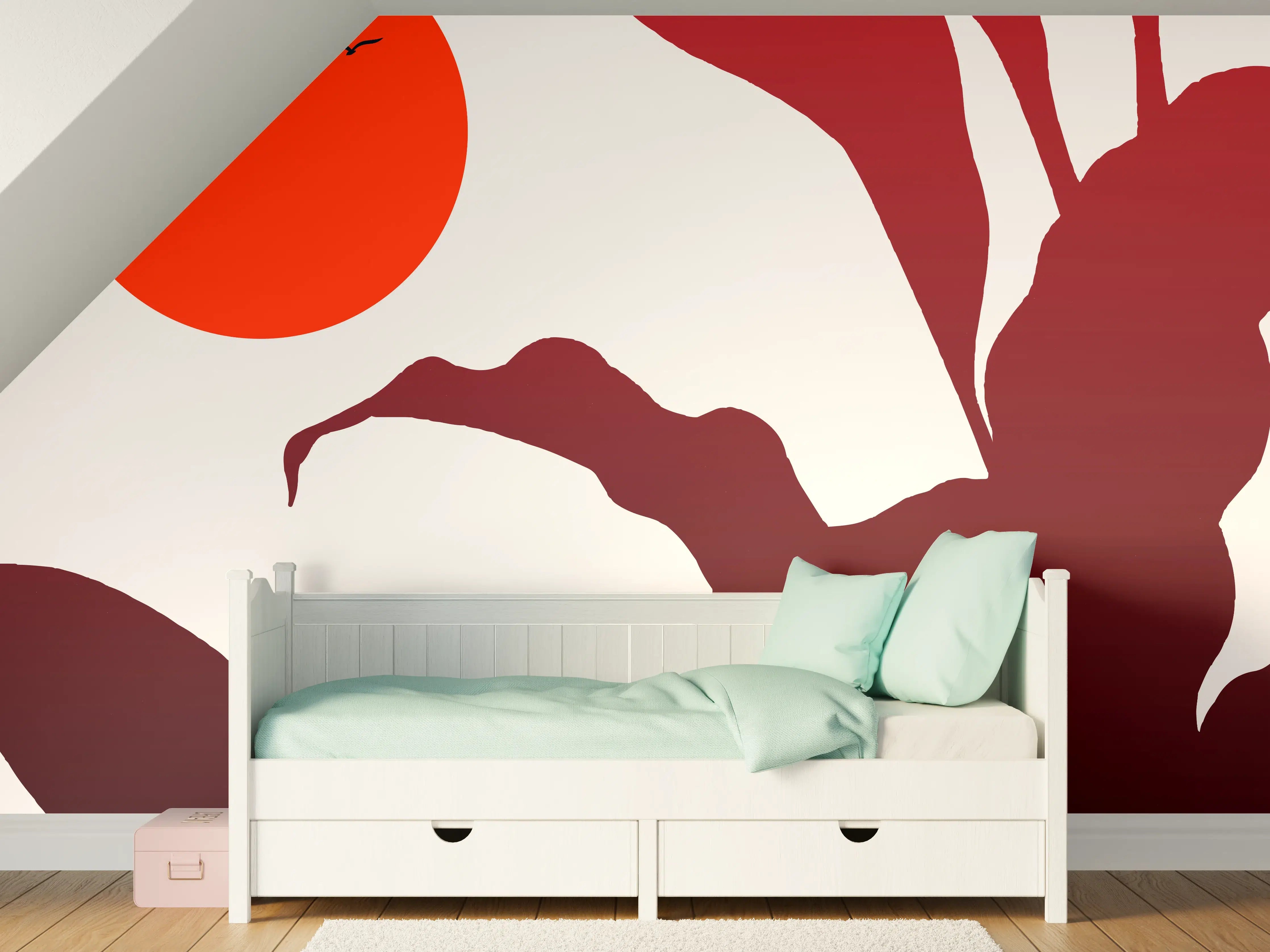 Kinderzimmer Wandgestaltung - Tropischer Sonnenuntergang