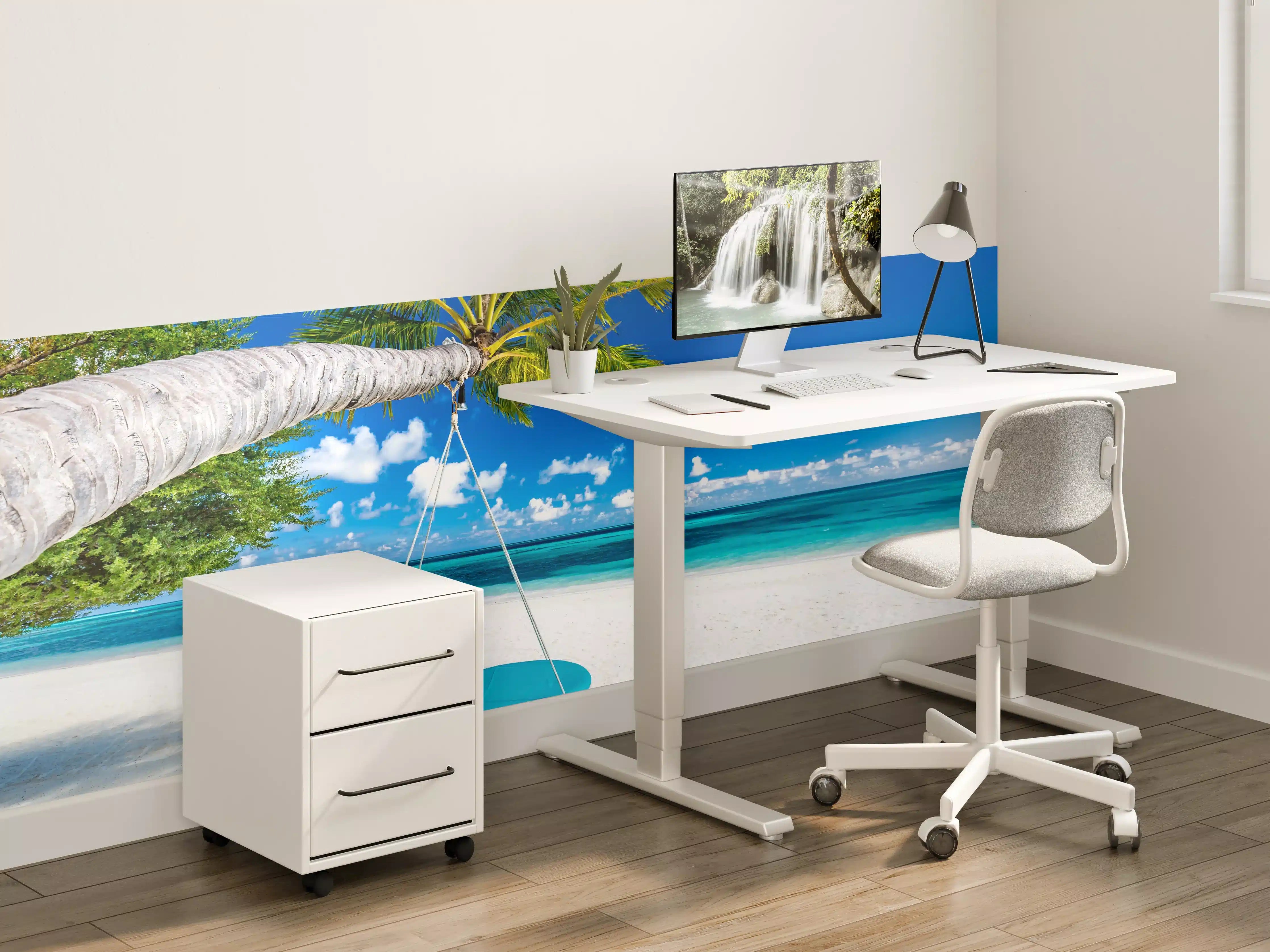 Kinderzimmer Wandgestaltung - Tropischer Strand mit Hängebett