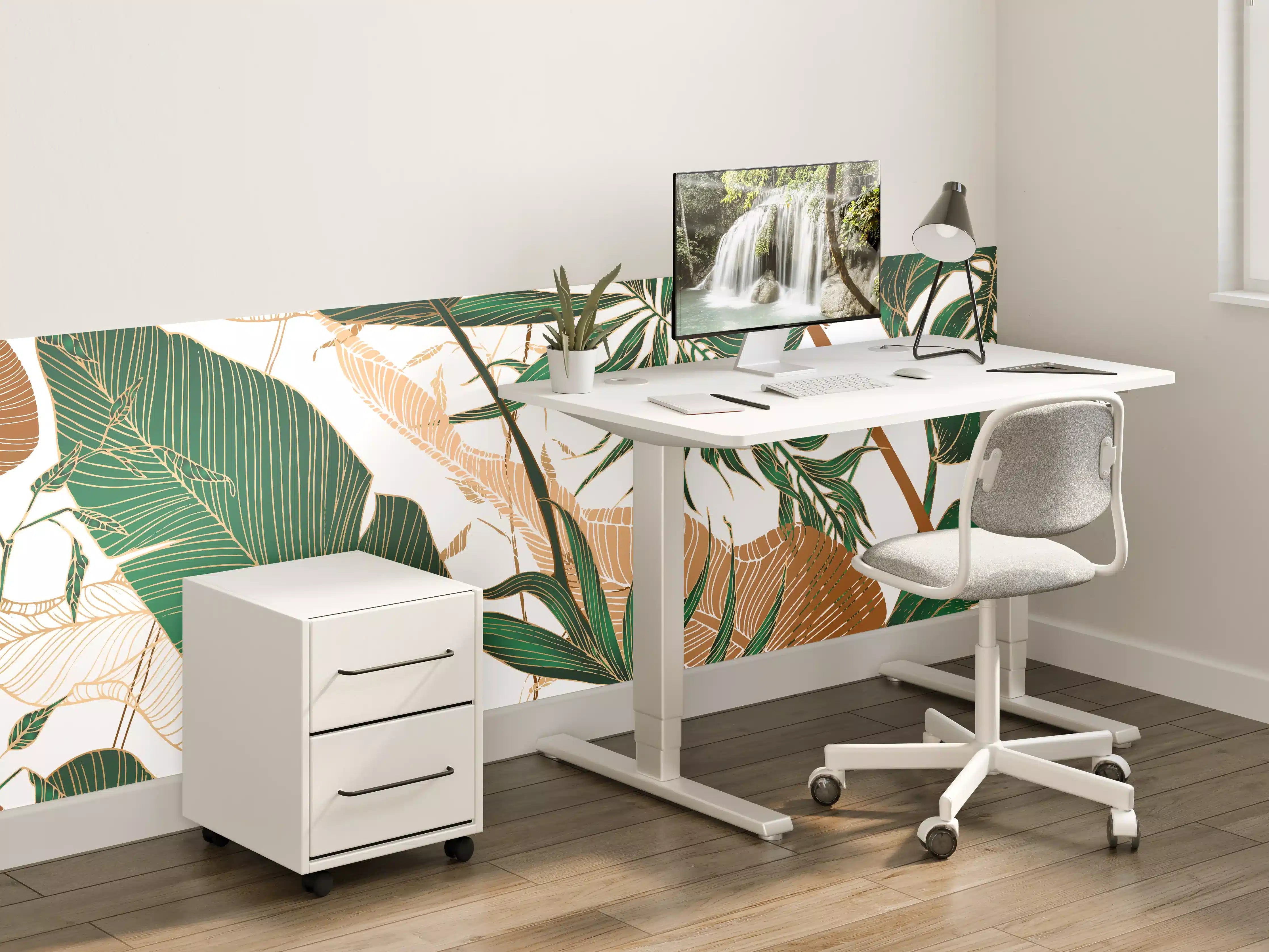 Kinderzimmer Wandgestaltung - Tropisches Blattmuster Design