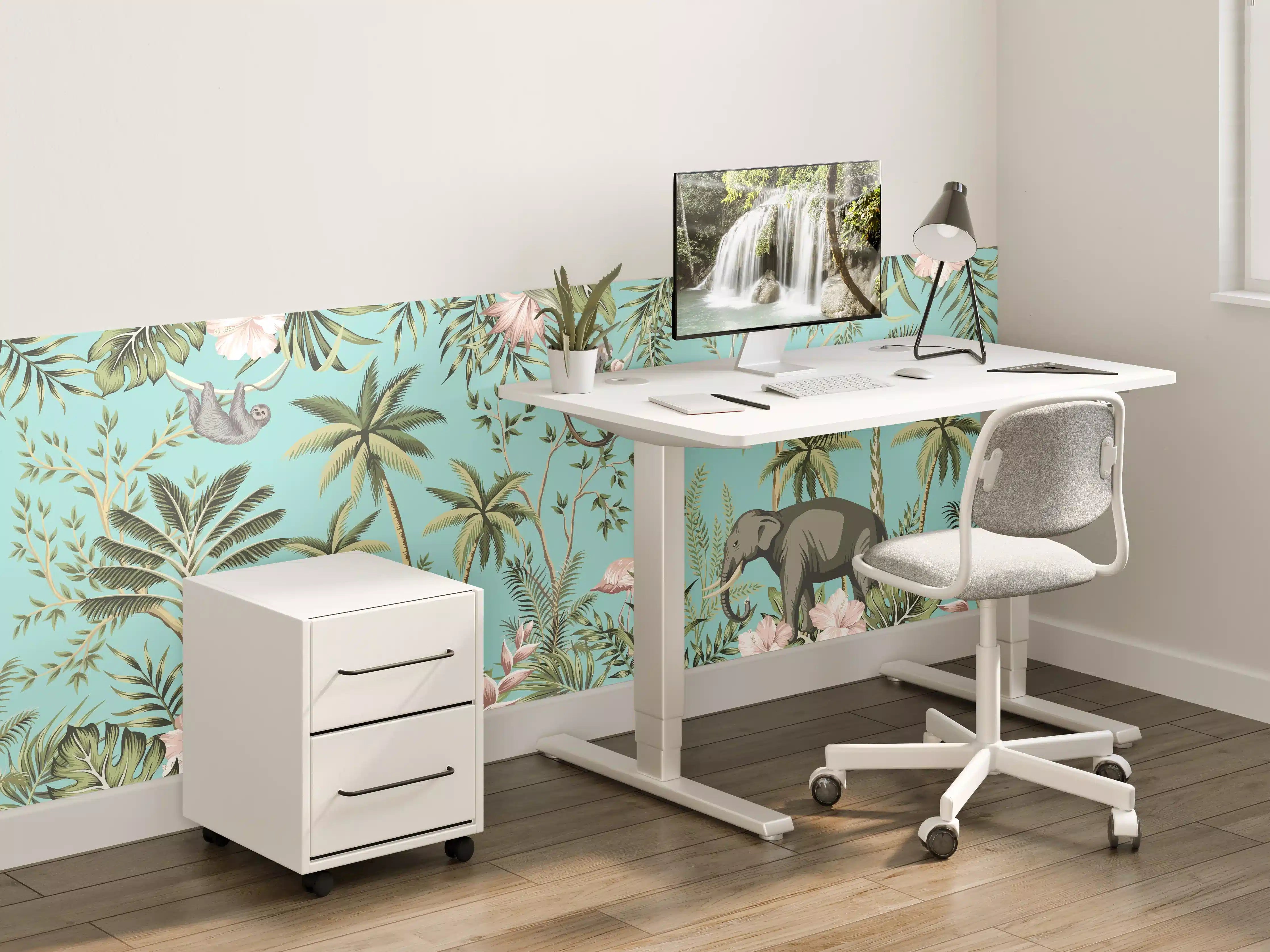 Kinderzimmer Wandgestaltung - Tropisches Flair Stoffdesign