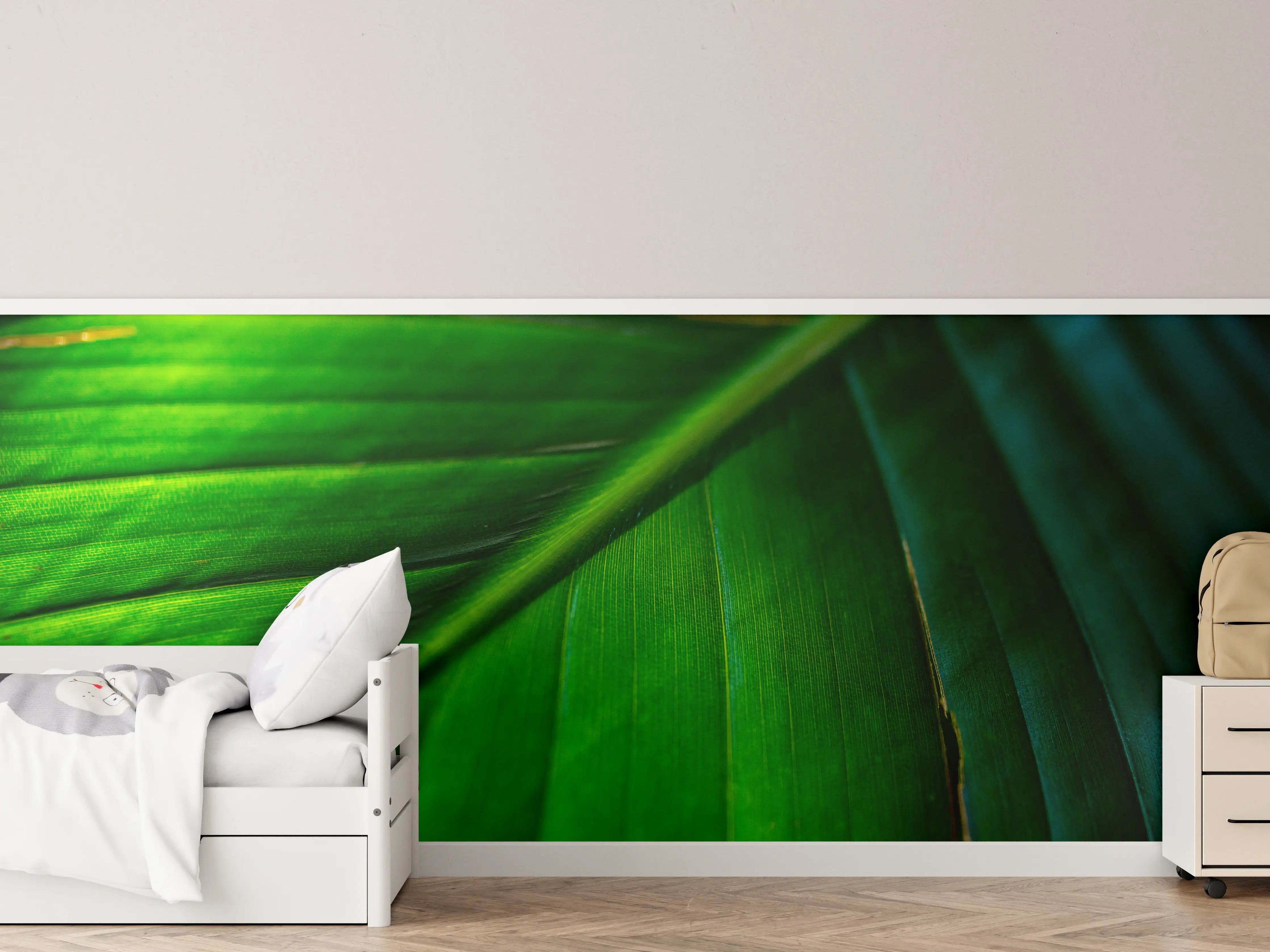 Kinderzimmer Wandgestaltung - Tropisches Grün Pflanzenblatt