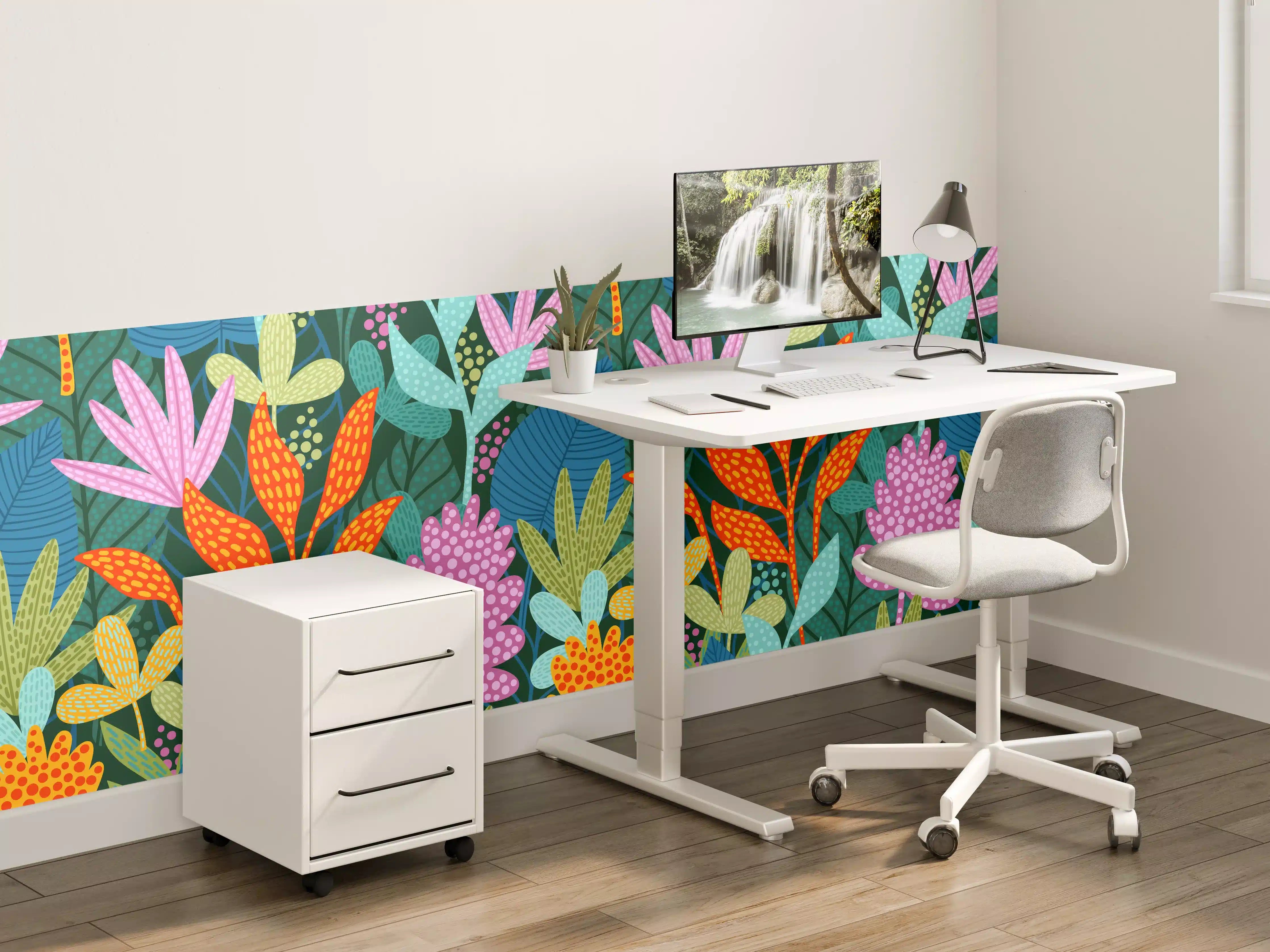 Kinderzimmer Wandgestaltung - Tropisches Pflanzenmuster