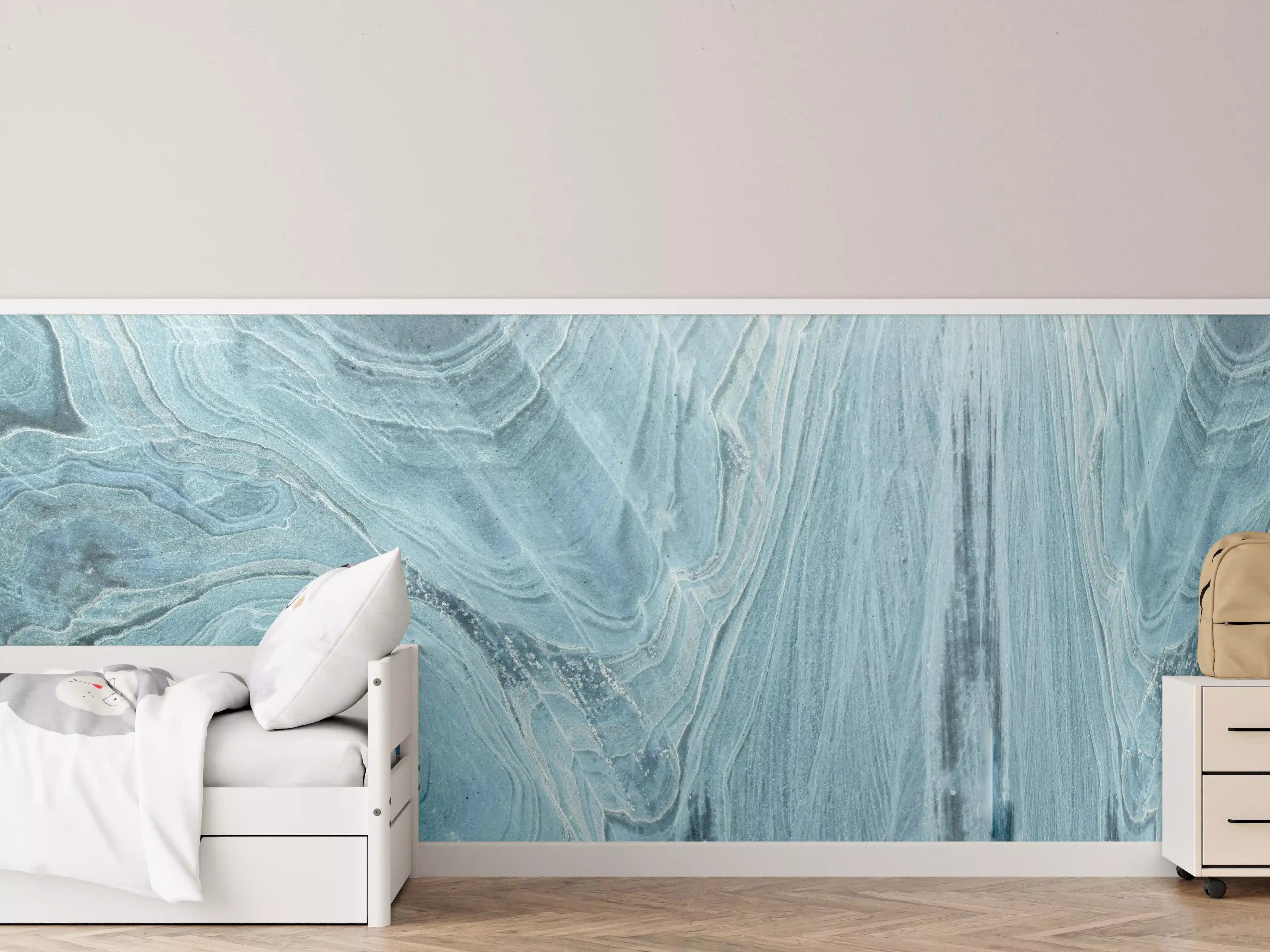Kinderzimmer Wandgestaltung - Türkis-Weißer Marmor