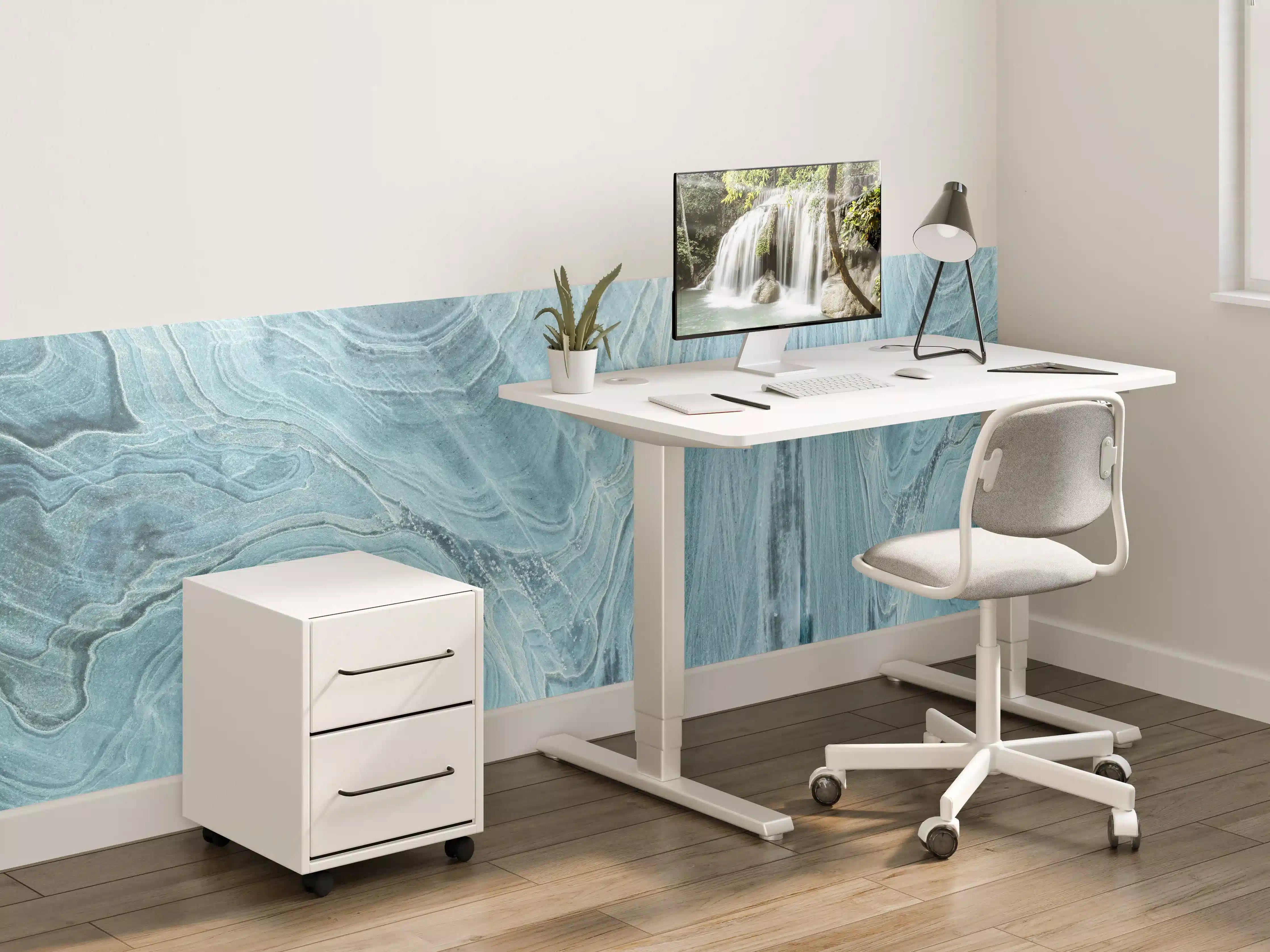 Kinderzimmer Wandgestaltung - Türkis-Weißer Marmor